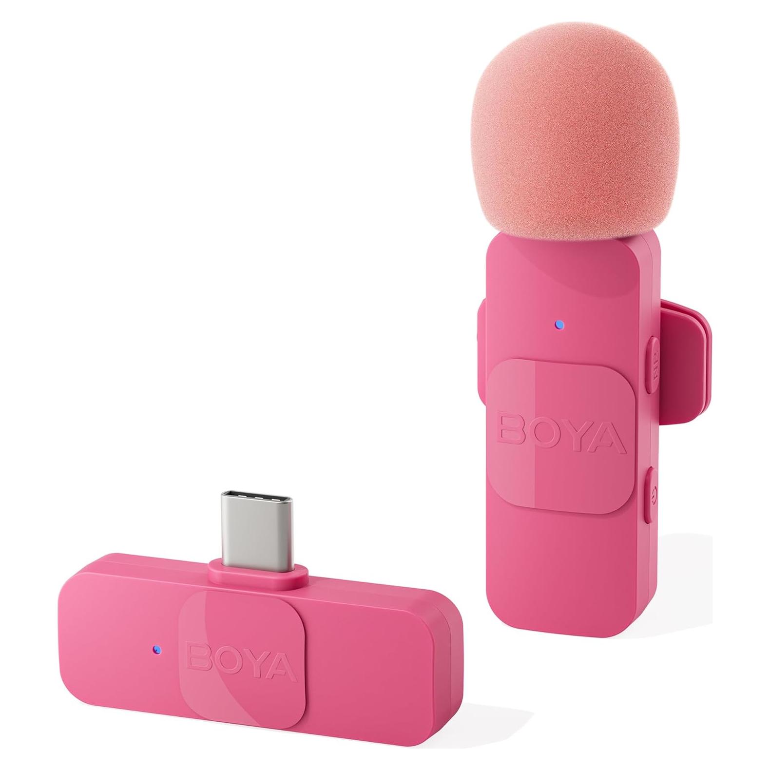 Micrófono Lavalier Inalámbrico BOYA BY-V10-P Tipo C Rosa
