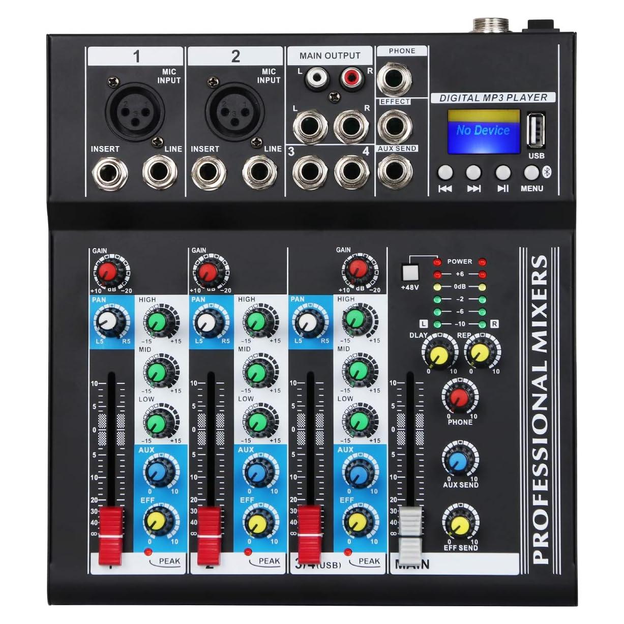 Mezclador DJ Portátil Depusheng HT4 4 Canales Bluetooth