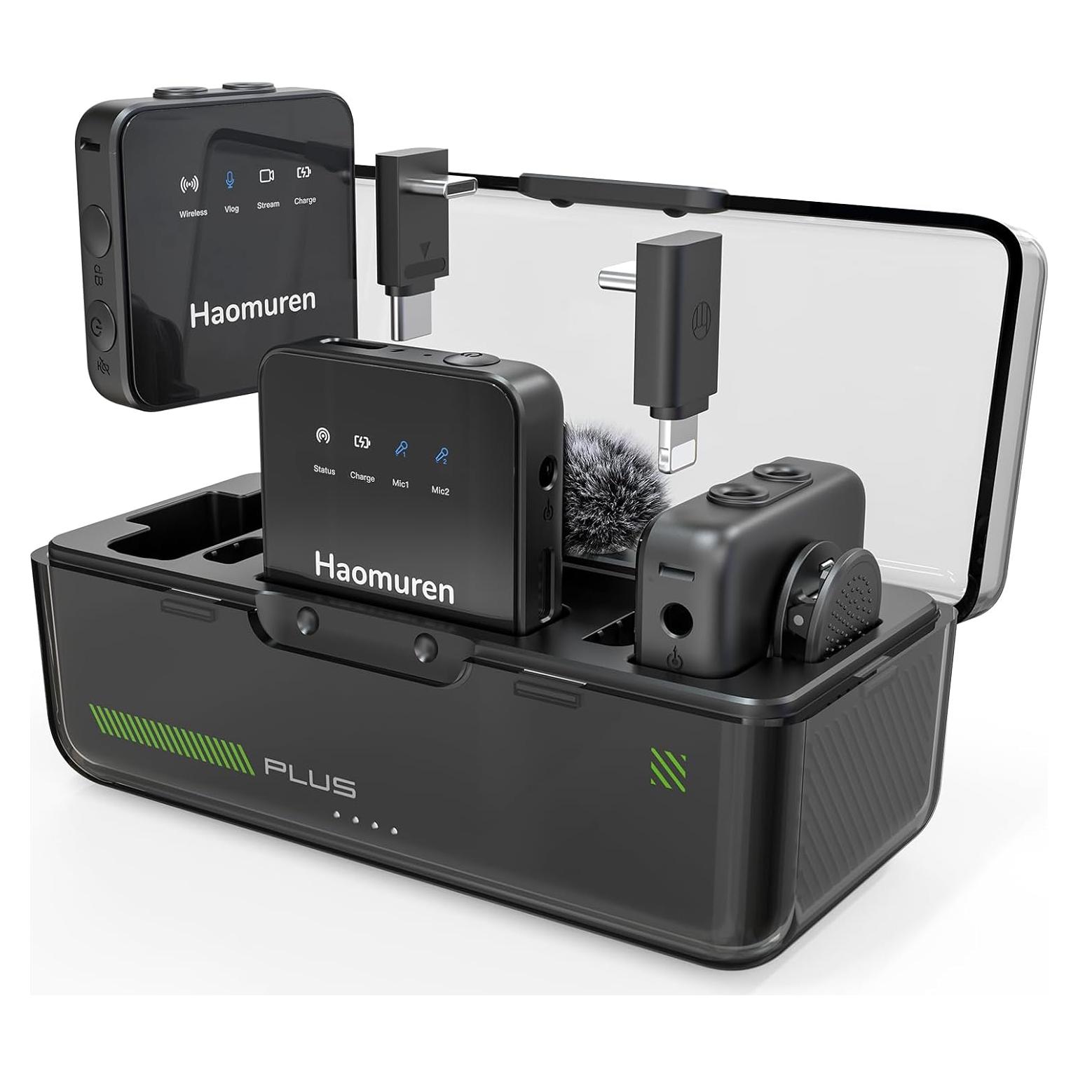 Micrófono Lavalier Inalámbrico Haomuren V3, 36h Batería