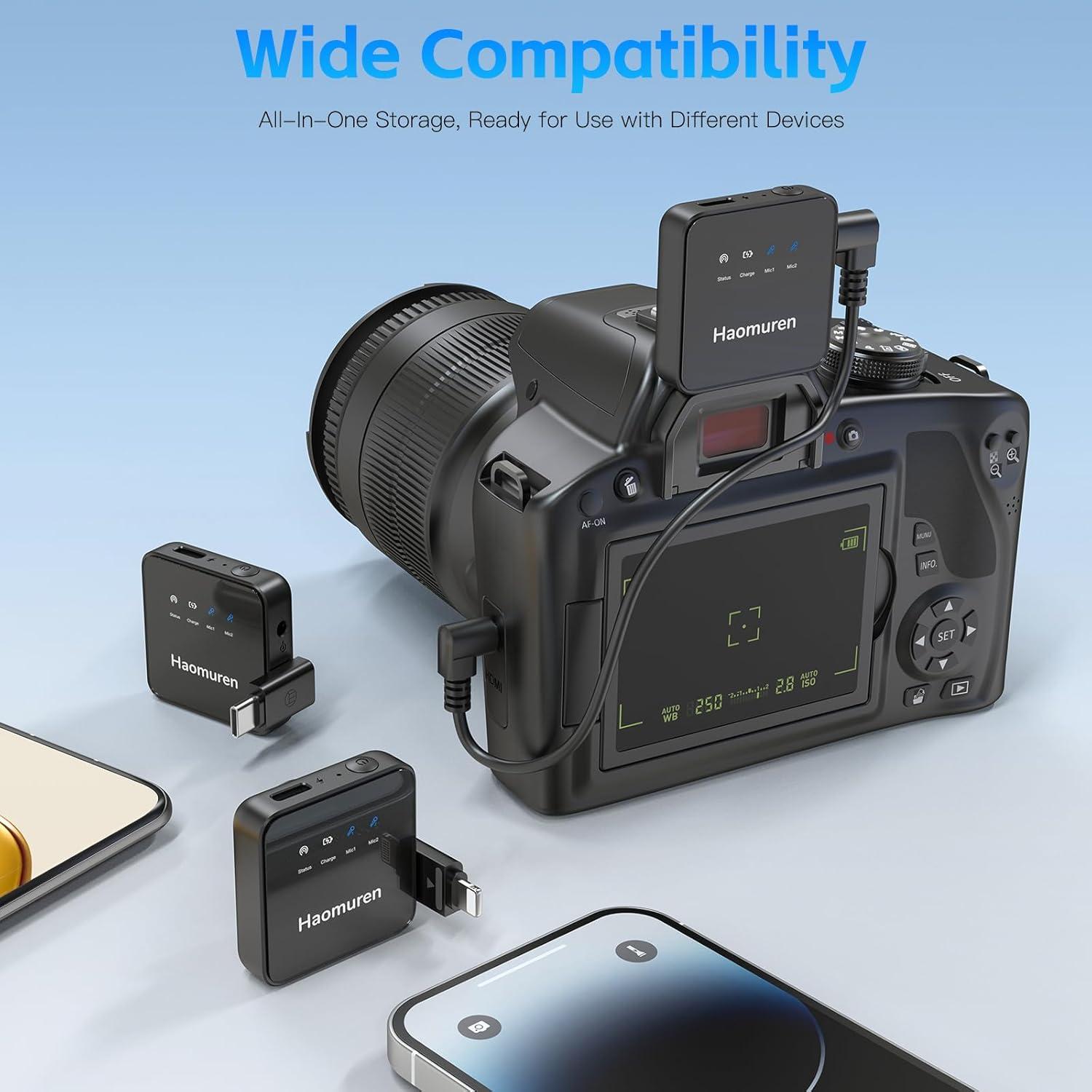 Micrófono Lavalier Inalámbrico Haomuren V3, 36h Batería