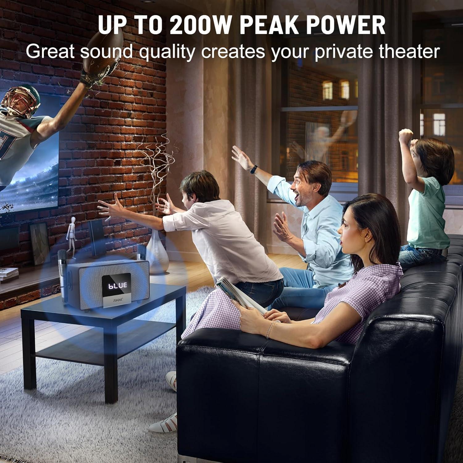 RHM K222 Máquina de Karaoke con 2 Micrófonos y Bluetooth