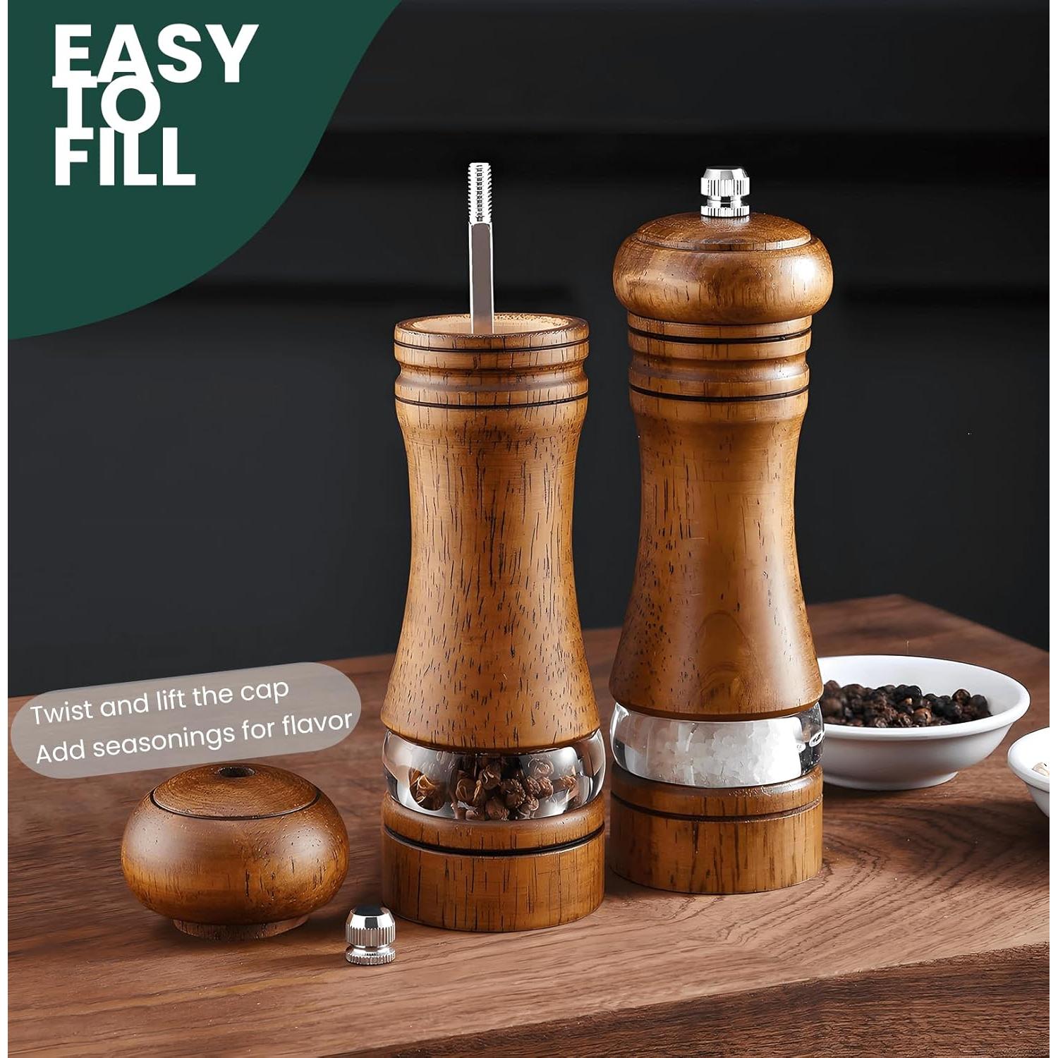 Juego de Molinillos de Sal y Pimienta Mosuniro 16.5 cm Manual