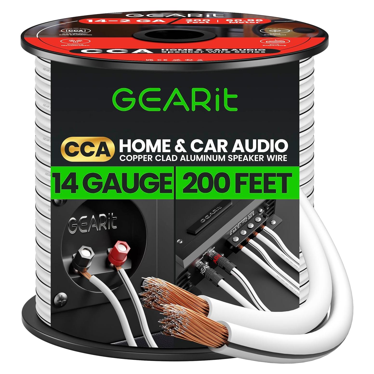Cable de altavoz GearIT Pro 14 AWG 60.9m Blanco