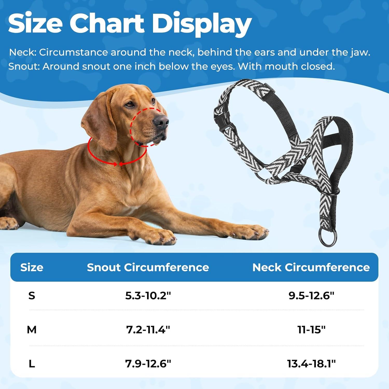 Collar de Cabeza para Perros Wintchuk M Gris Acolchado Ajustable