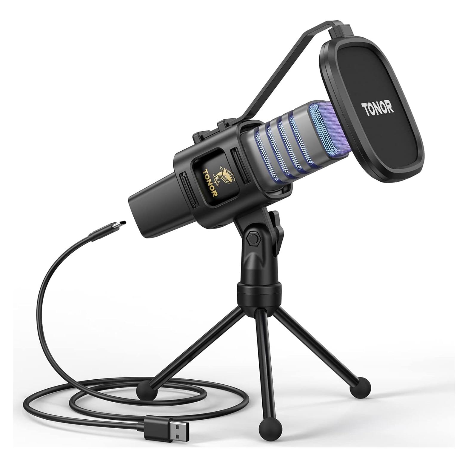 Micrófono USB TONOR TC30 Cardioide RGB para PC