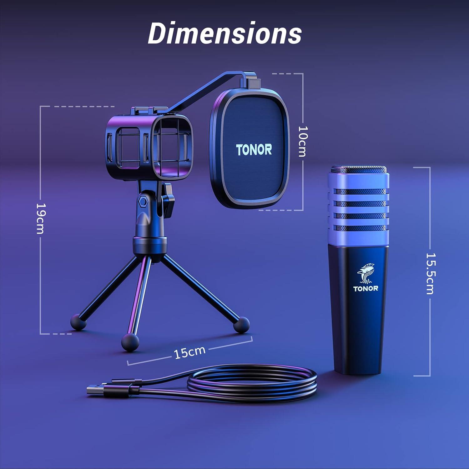 Micrófono USB TONOR TC30 Cardioide RGB para PC