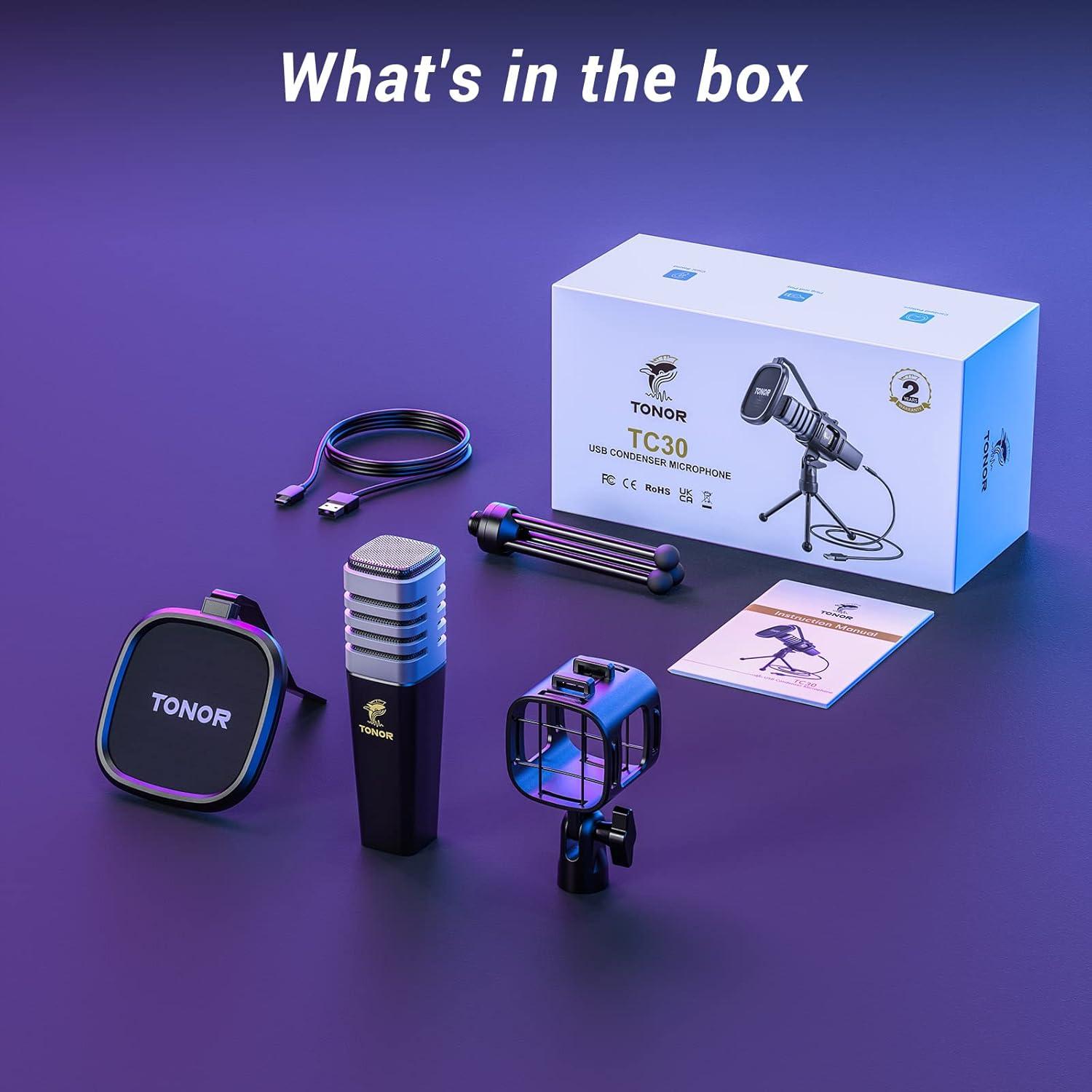 Micrófono USB TONOR TC30 Cardioide RGB para PC