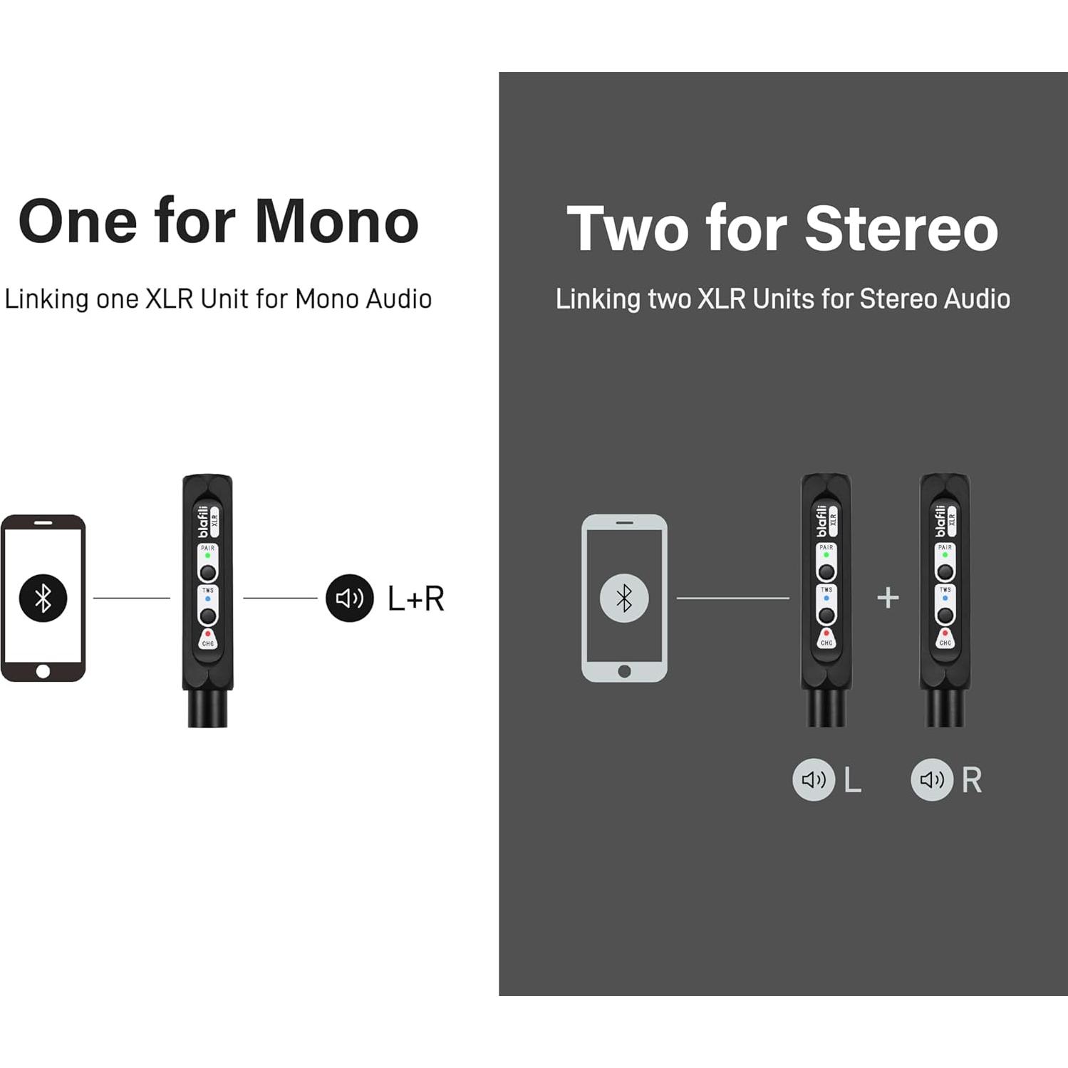 Receptor Bluetooth XLR blafili v5.1 16hrs Audio Profesional