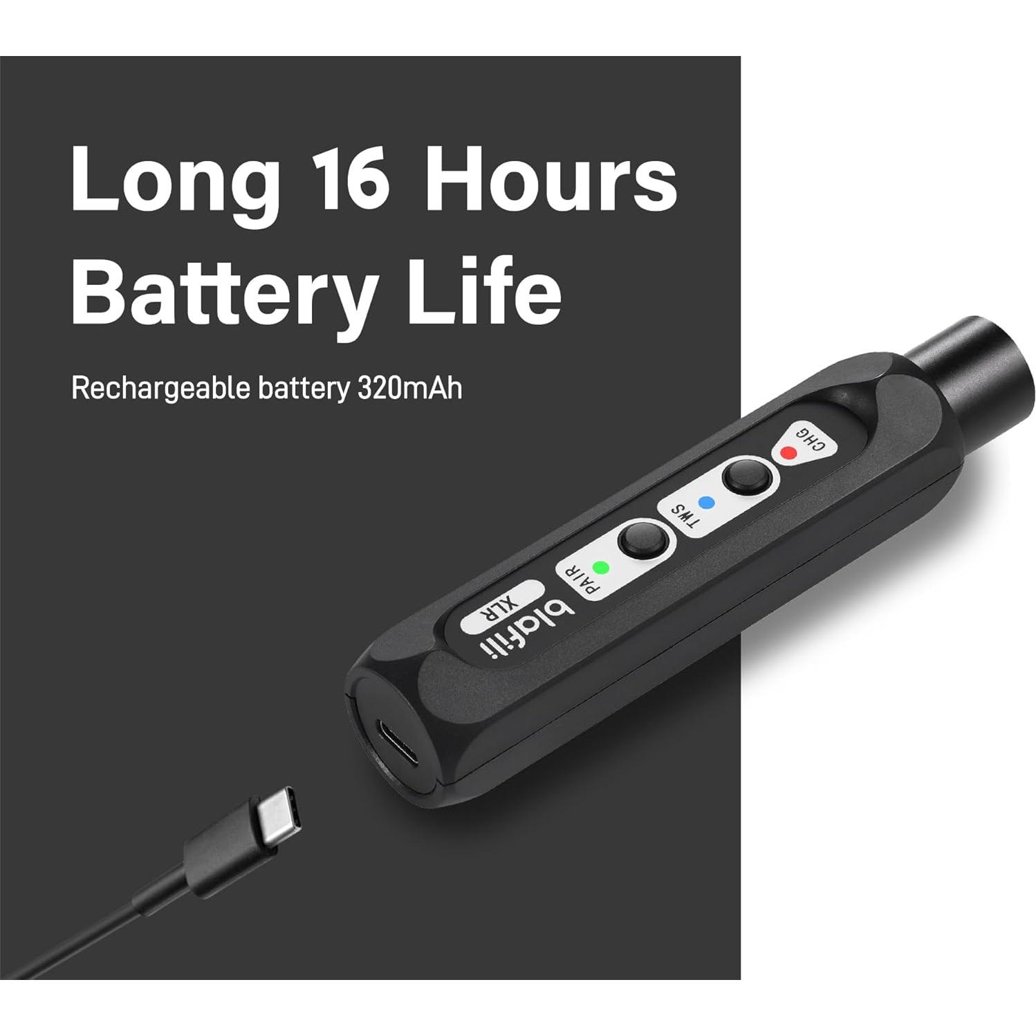 Receptor Bluetooth XLR blafili v5.1 16hrs Audio Profesional