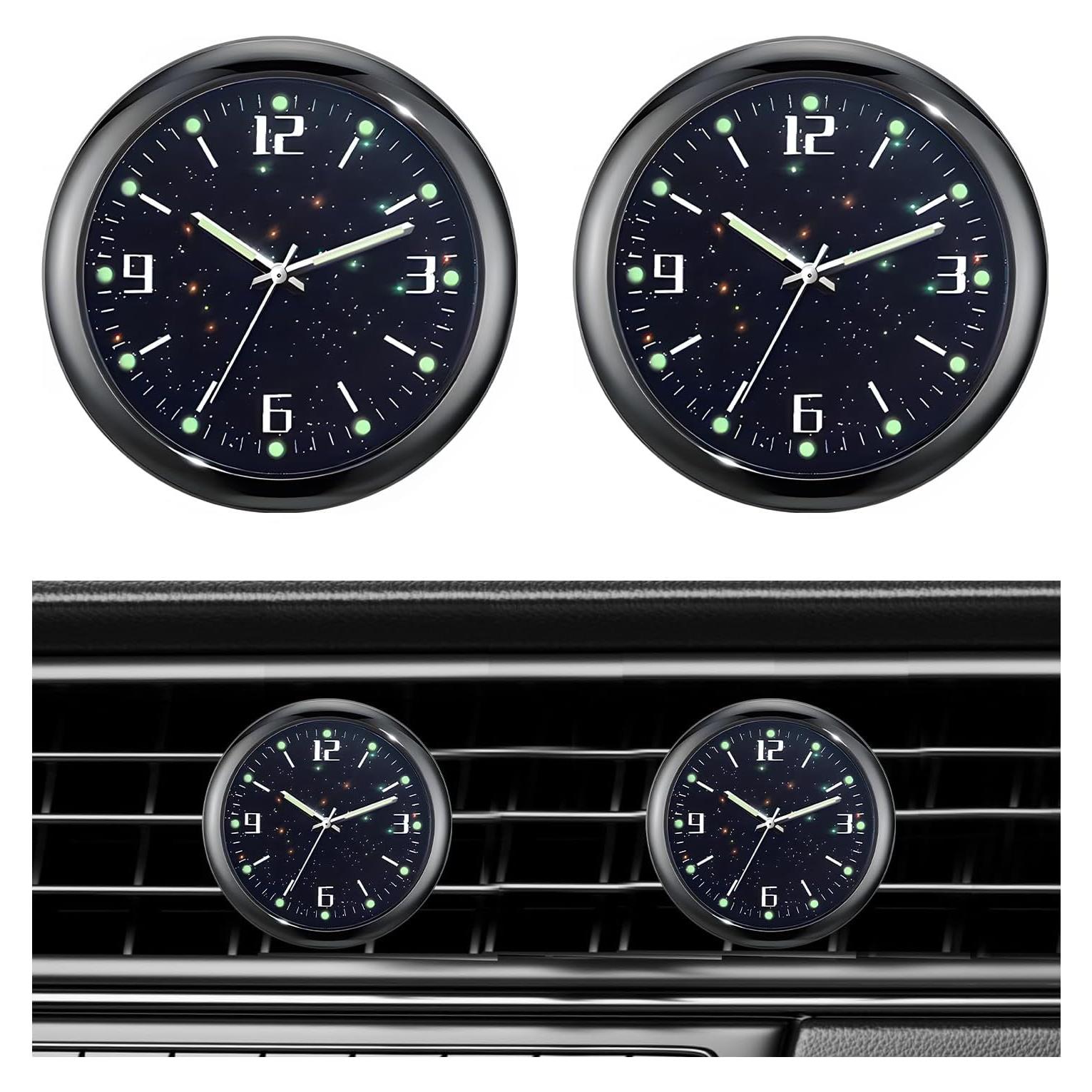 Reloj de Coche Dickno Mini Luminiscente 2 PCS Negro