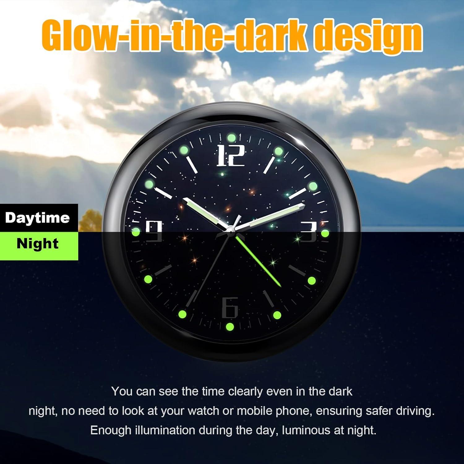 Reloj de Coche Dickno Mini Luminiscente 2 PCS Negro