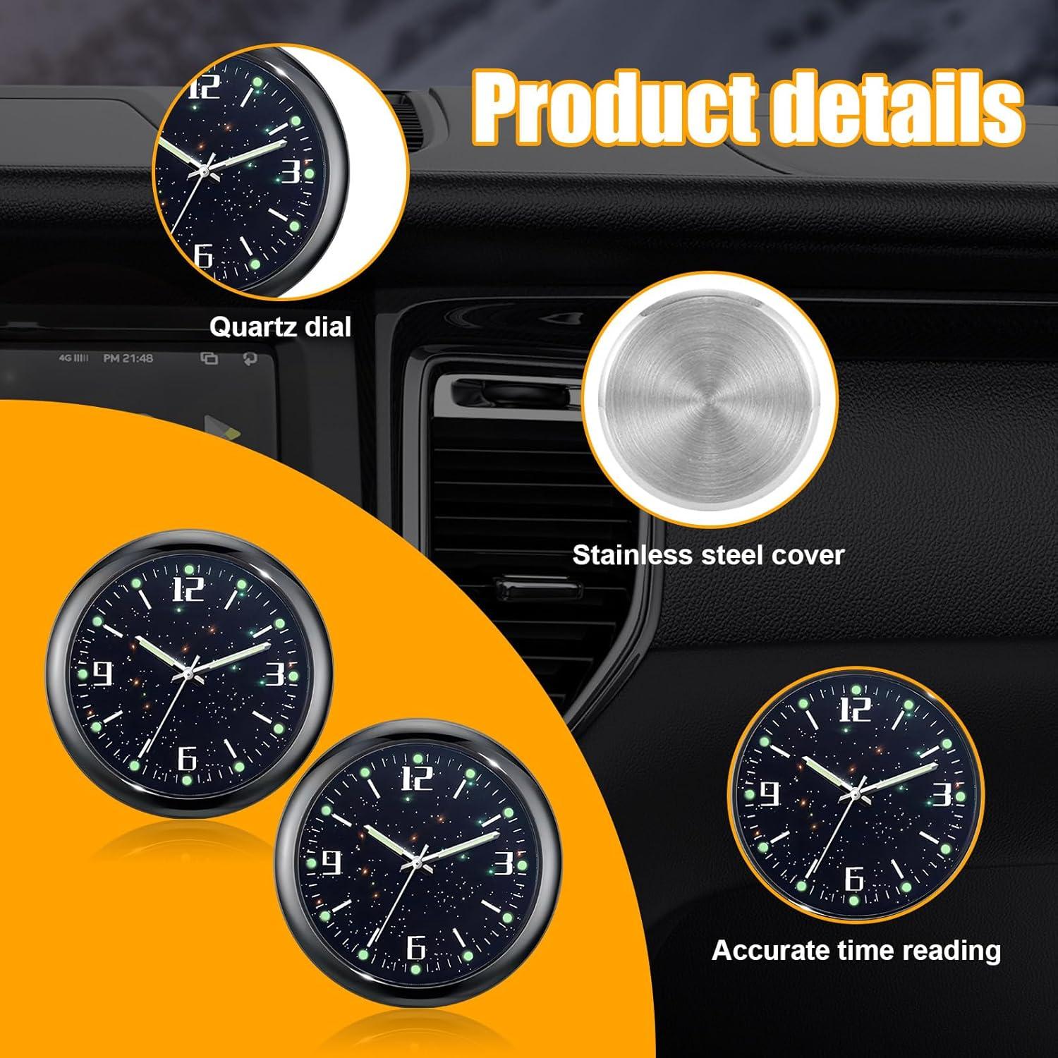 Reloj de Coche Dickno Mini Luminiscente 2 PCS Negro
