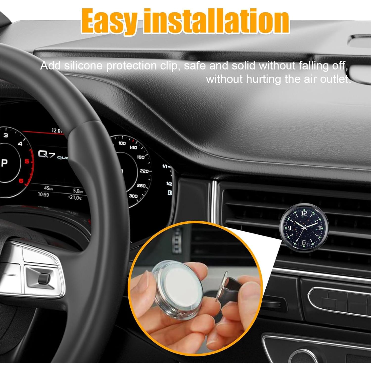 Reloj de Coche Dickno Mini Luminiscente 2 PCS Negro