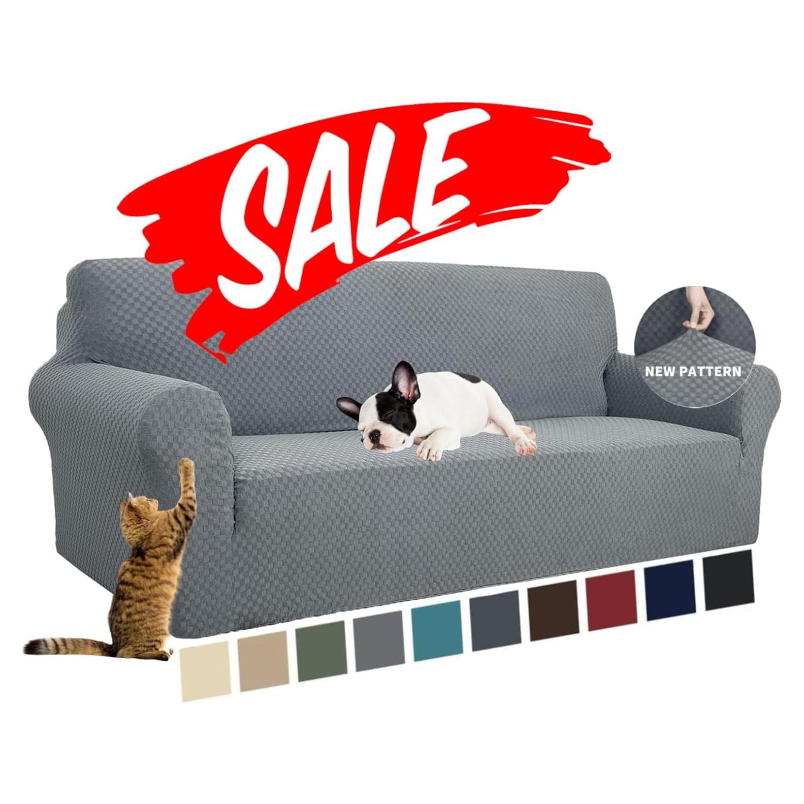 Funda de Sofá YEMYHOM Jacquard 3 Cojines Gris Claro