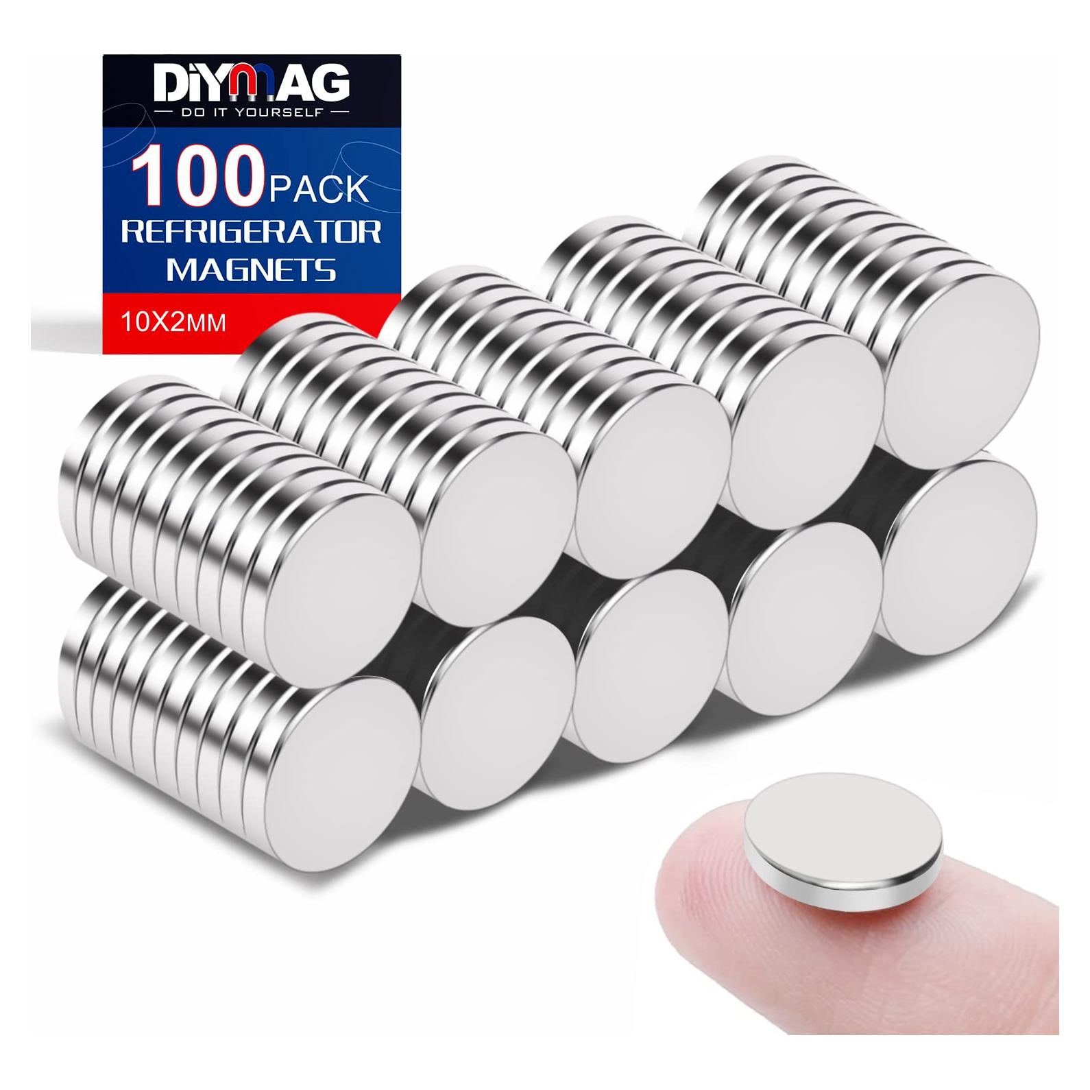 Imanes de Neodimio DIYMAG 100 Pcs 10x2mm para Manualidades