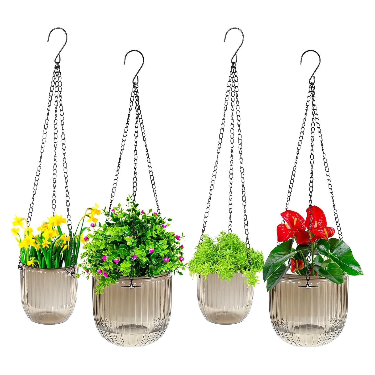 Set 4 Macetas Colgantes Autorriego JOUTYFOR Gris 16.5 cm