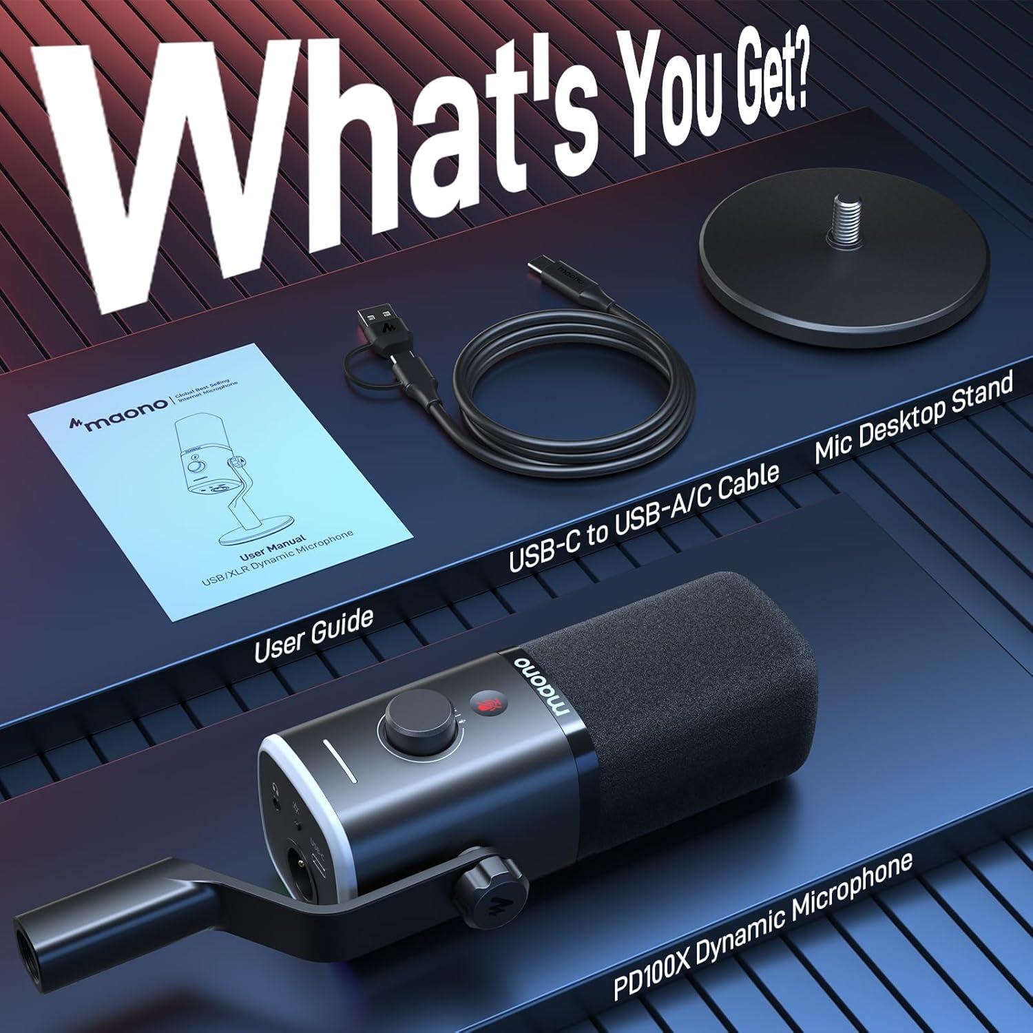 Micrófono Dinámico MAONO PD100X USB/XLR con RGB