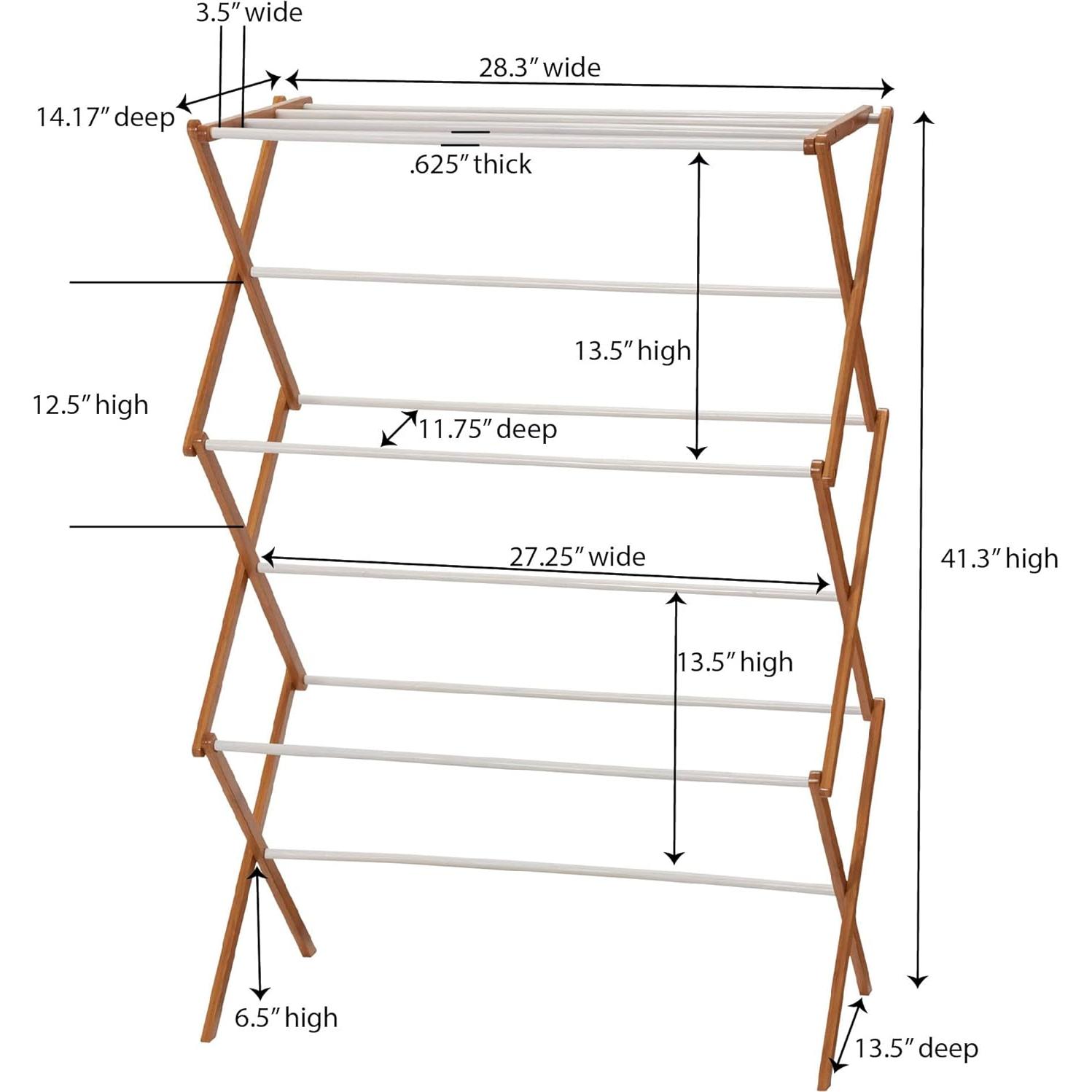 Estante de Secado de Ropa Plegable Bambú Household Essentials