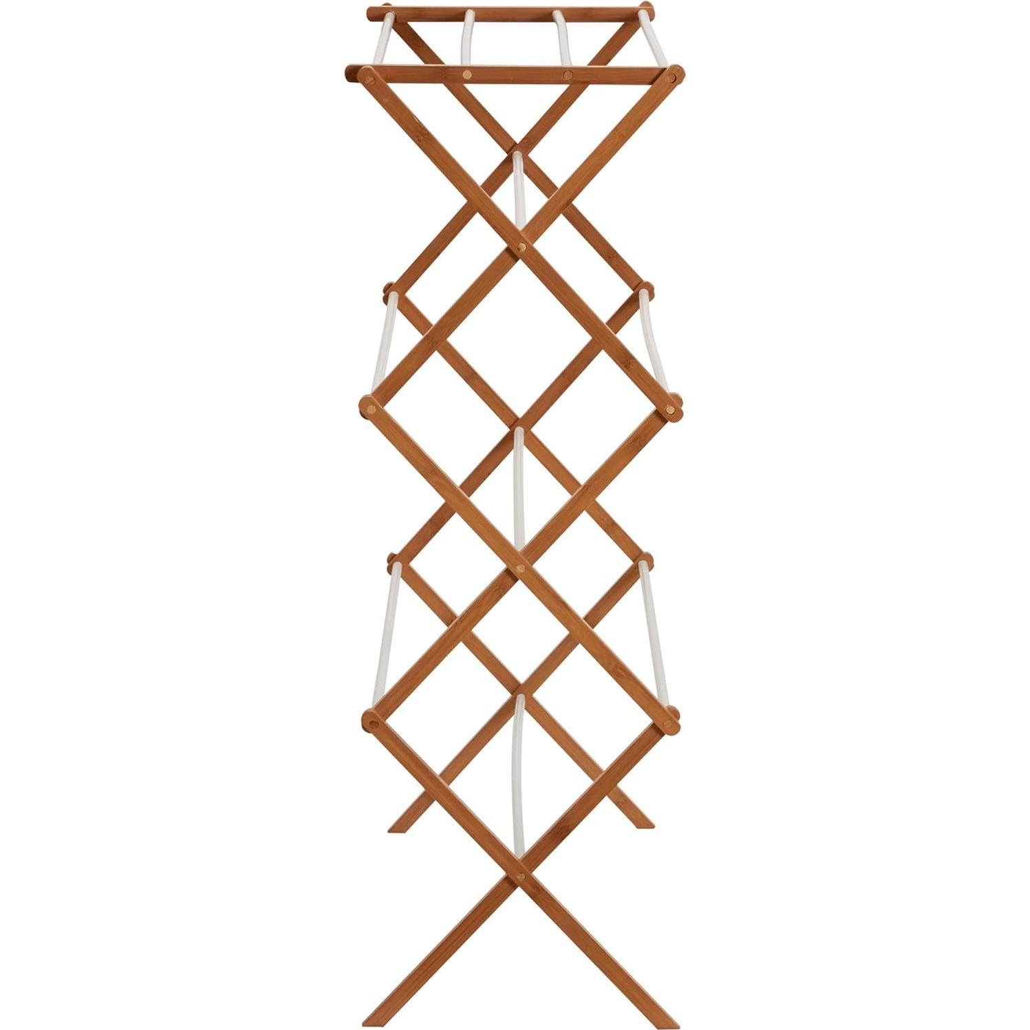 Estante de Secado de Ropa Plegable Bambú Household Essentials