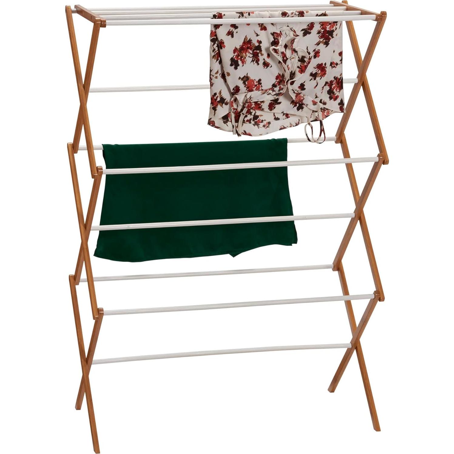 Estante de Secado de Ropa Plegable Bambú Household Essentials