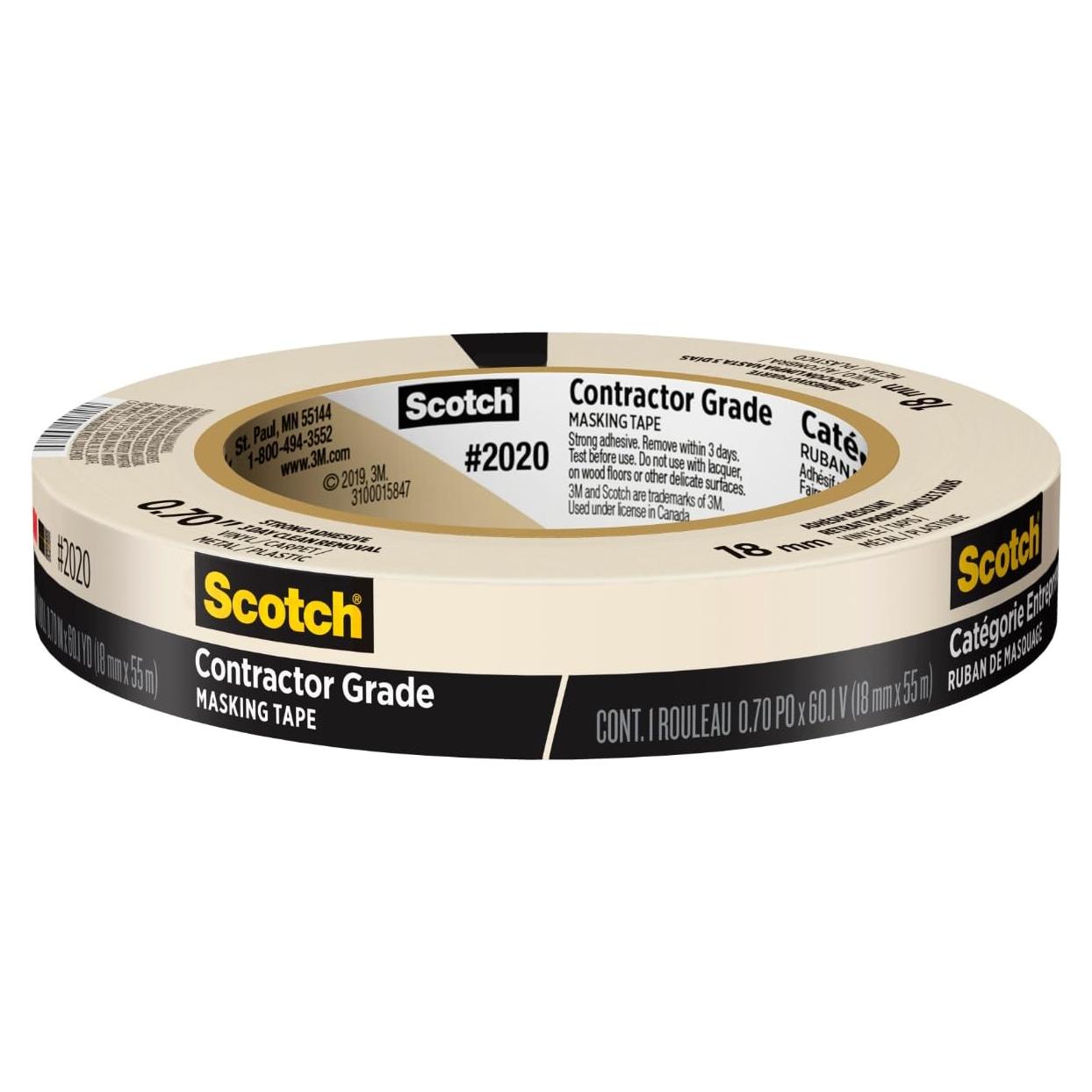 Cinta de Enmascarar Scotch 1.8 cm x 54.9 m, Adhesivo Fuerte