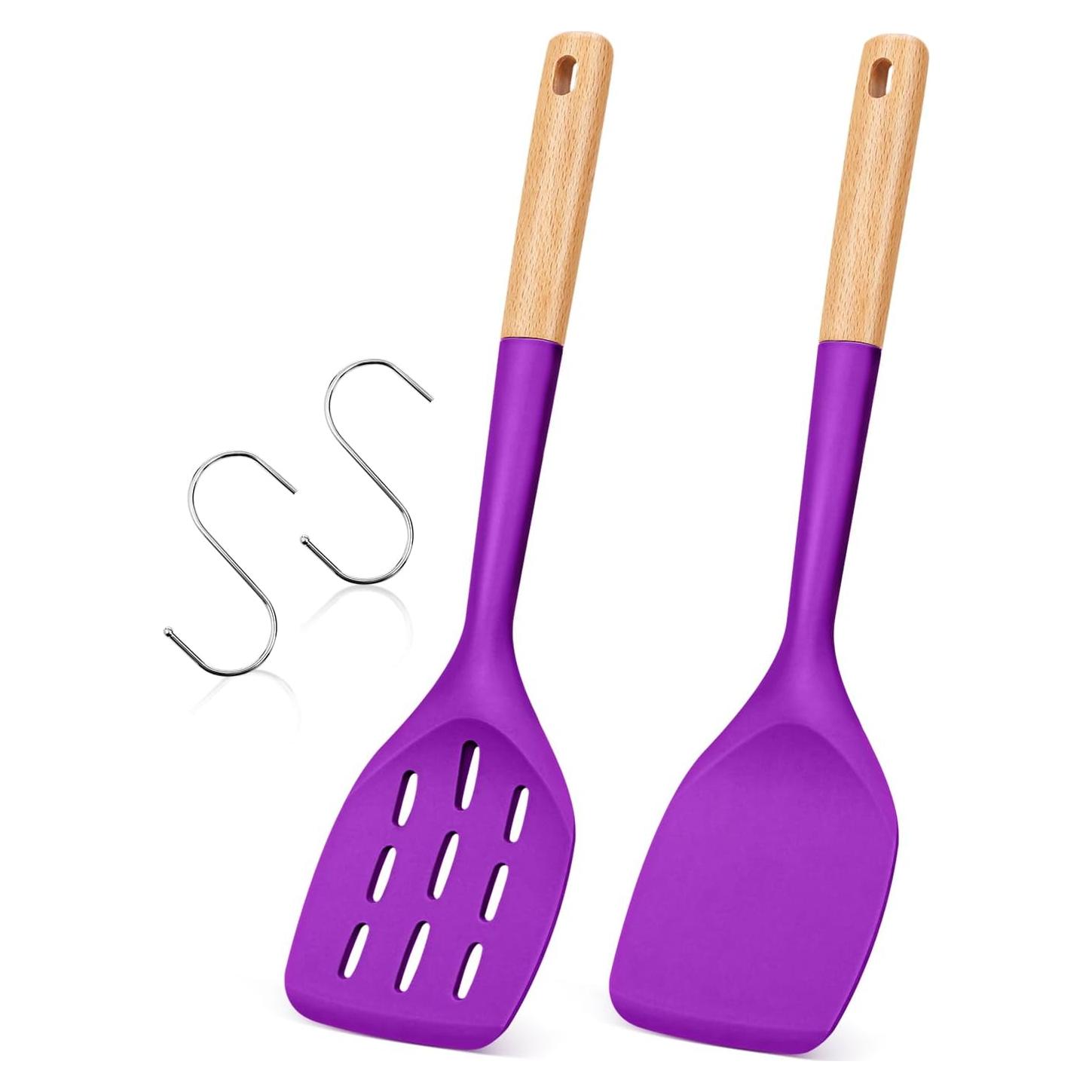 Juego de 2 Espátulas de Silicona Badiano con Mango de Madera