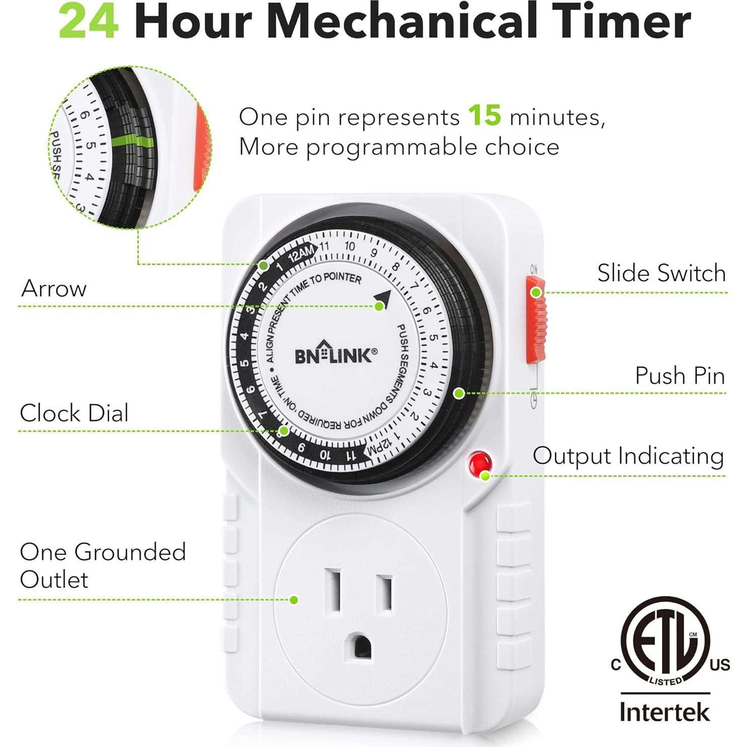 Temporizador mecánico BN-LINK 24 horas para electrodomésticos