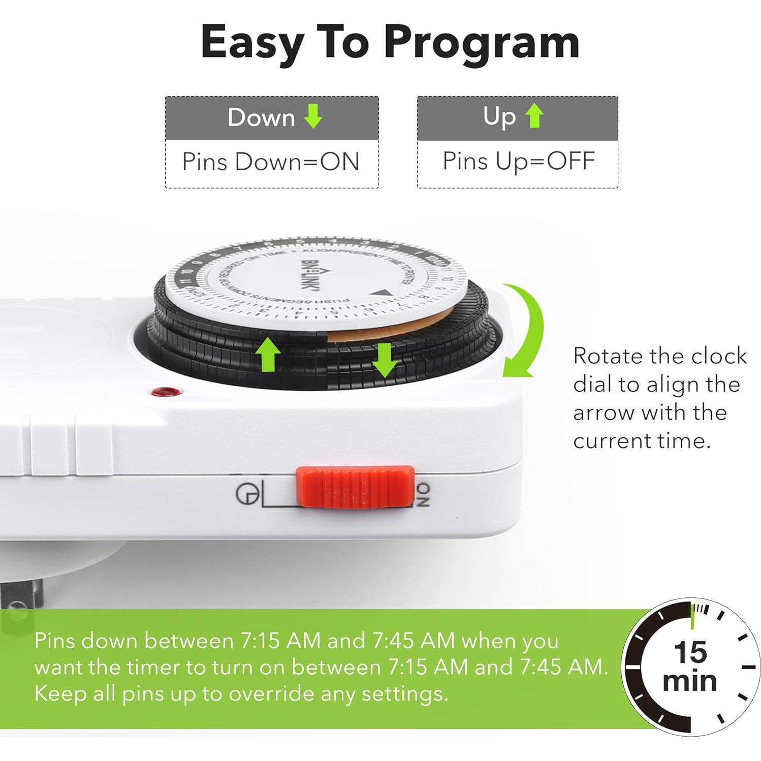 Temporizador mecánico BN-LINK 24 horas para electrodomésticos