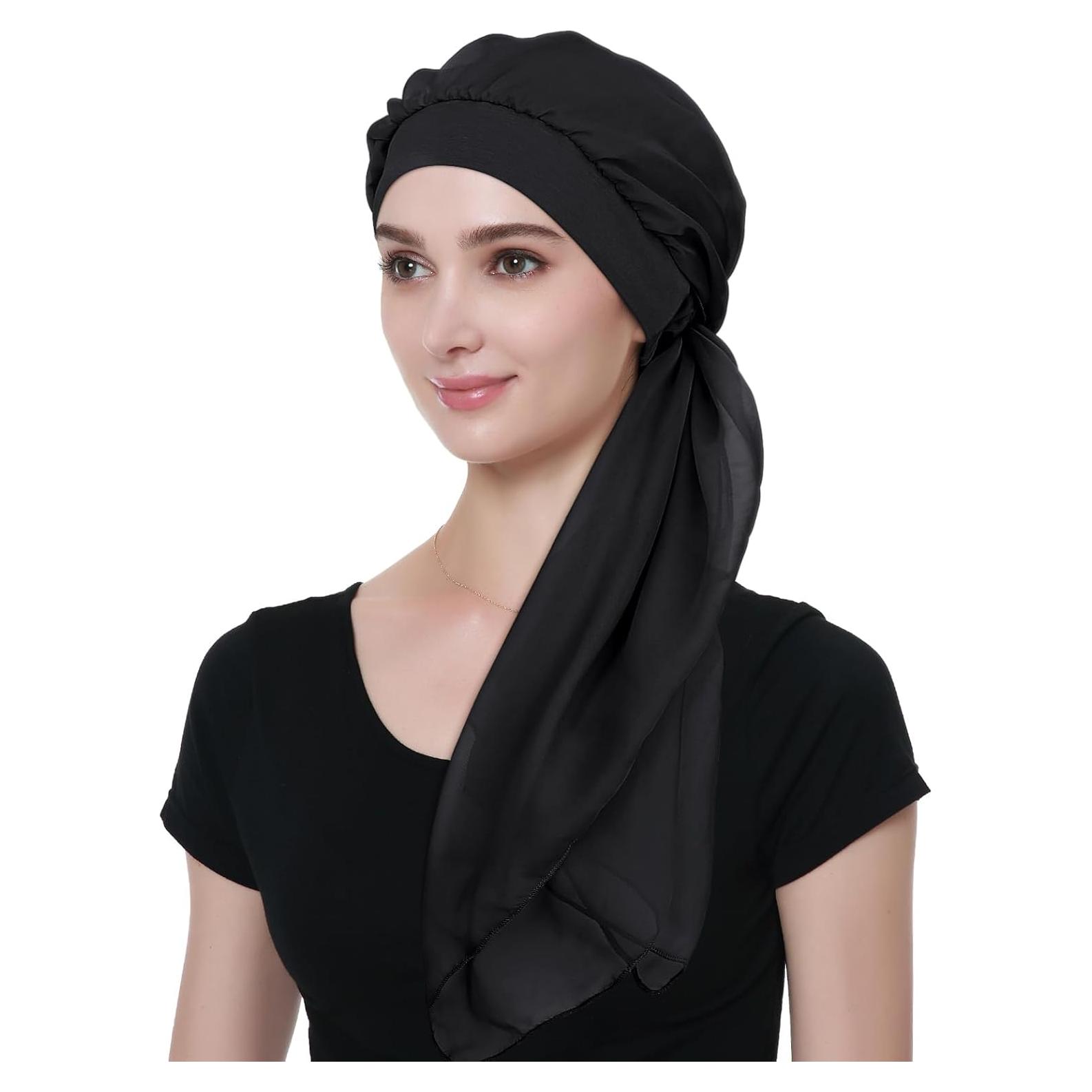 Bufanda de Chiffon para Quimioterapia Mujer Negra