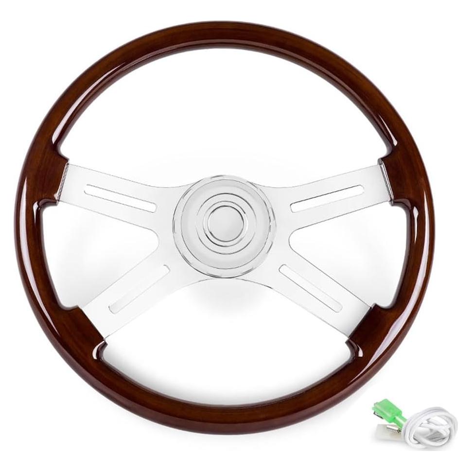 Volante de Camión RASTP 45.72 cm Madera y Aluminio 4 Radios