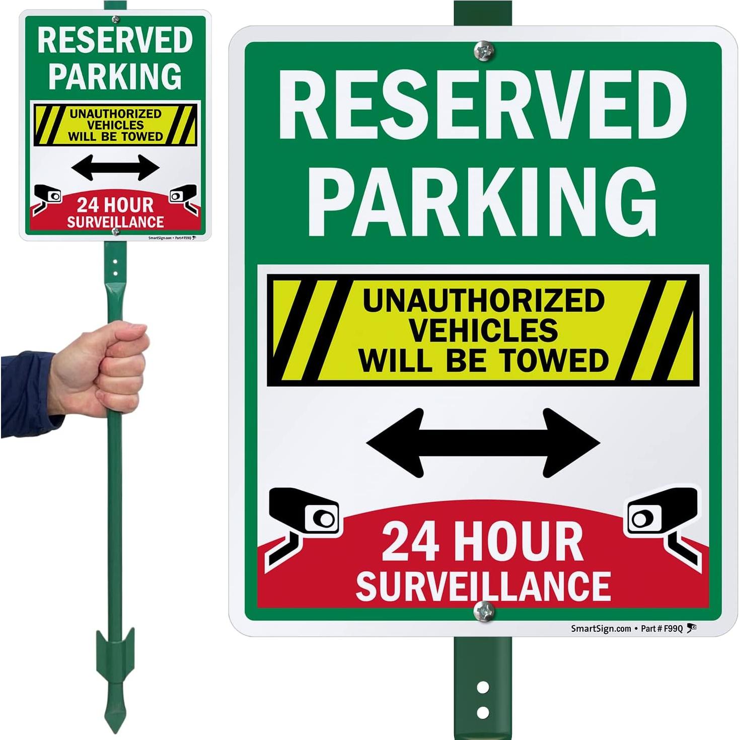 Cartel Estacionamiento Reservado SmartSign 30x25 cm con Estaca