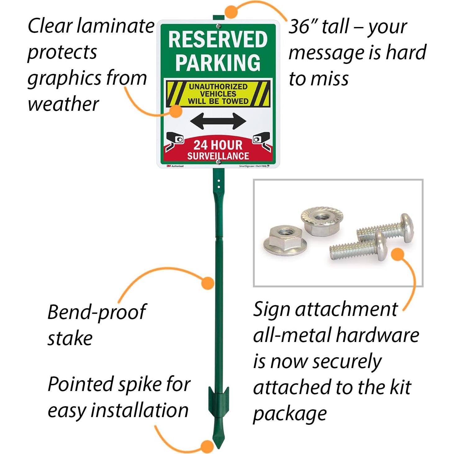 Cartel Estacionamiento Reservado SmartSign 30x25 cm con Estaca