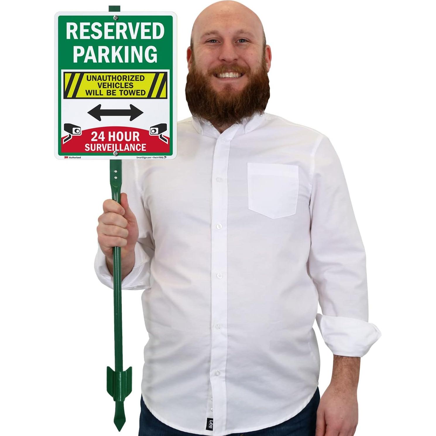 Cartel Estacionamiento Reservado SmartSign 30x25 cm con Estaca