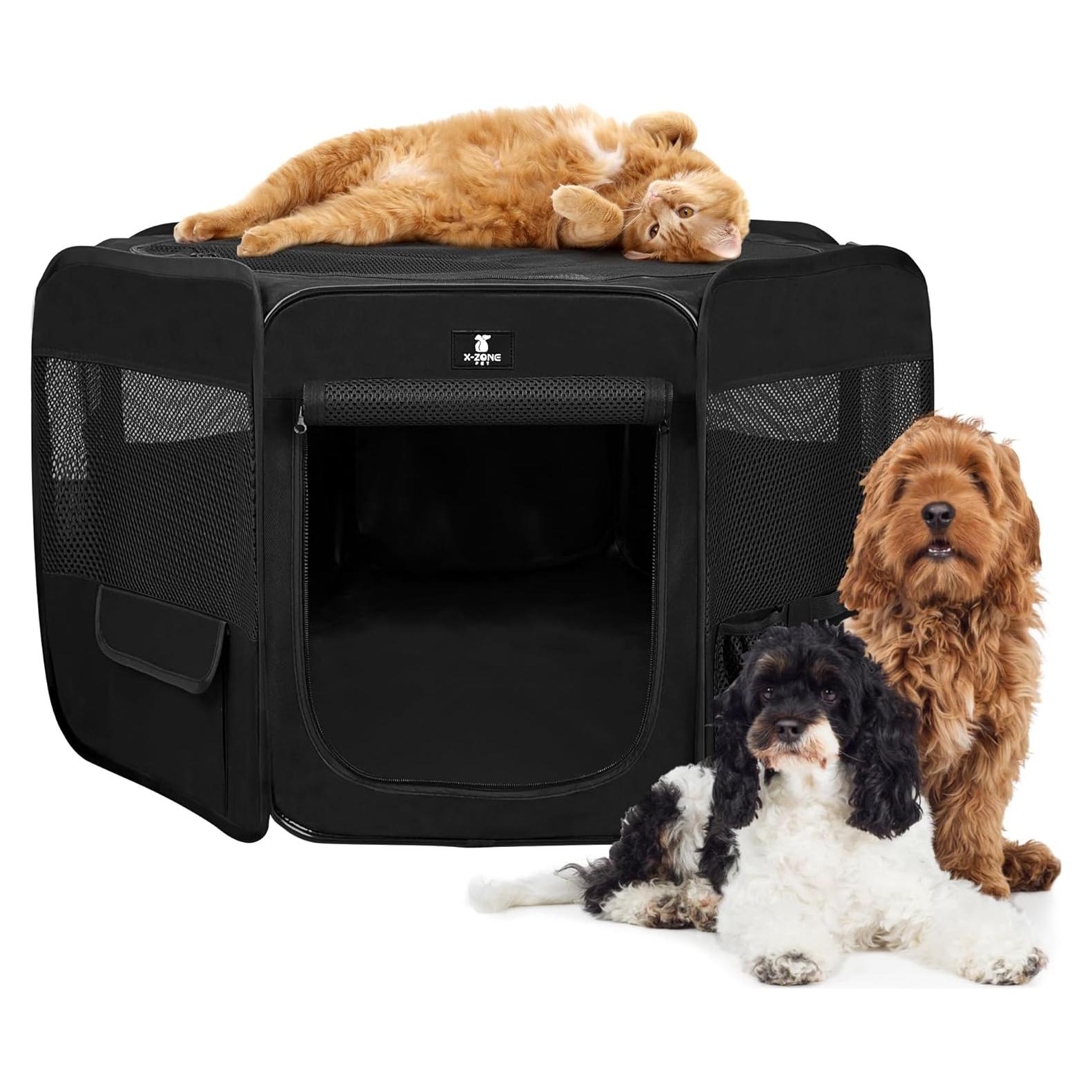 Parque de Juegos para Perros X-ZONE PET Plegable XL Negro