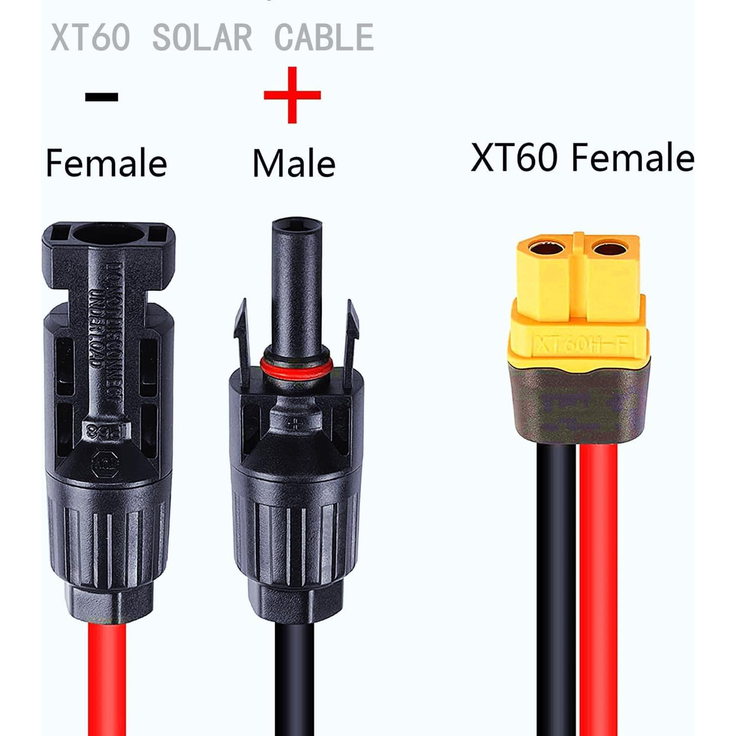 Cable de carga solar 12AWG RYX XT60 3M impermeable