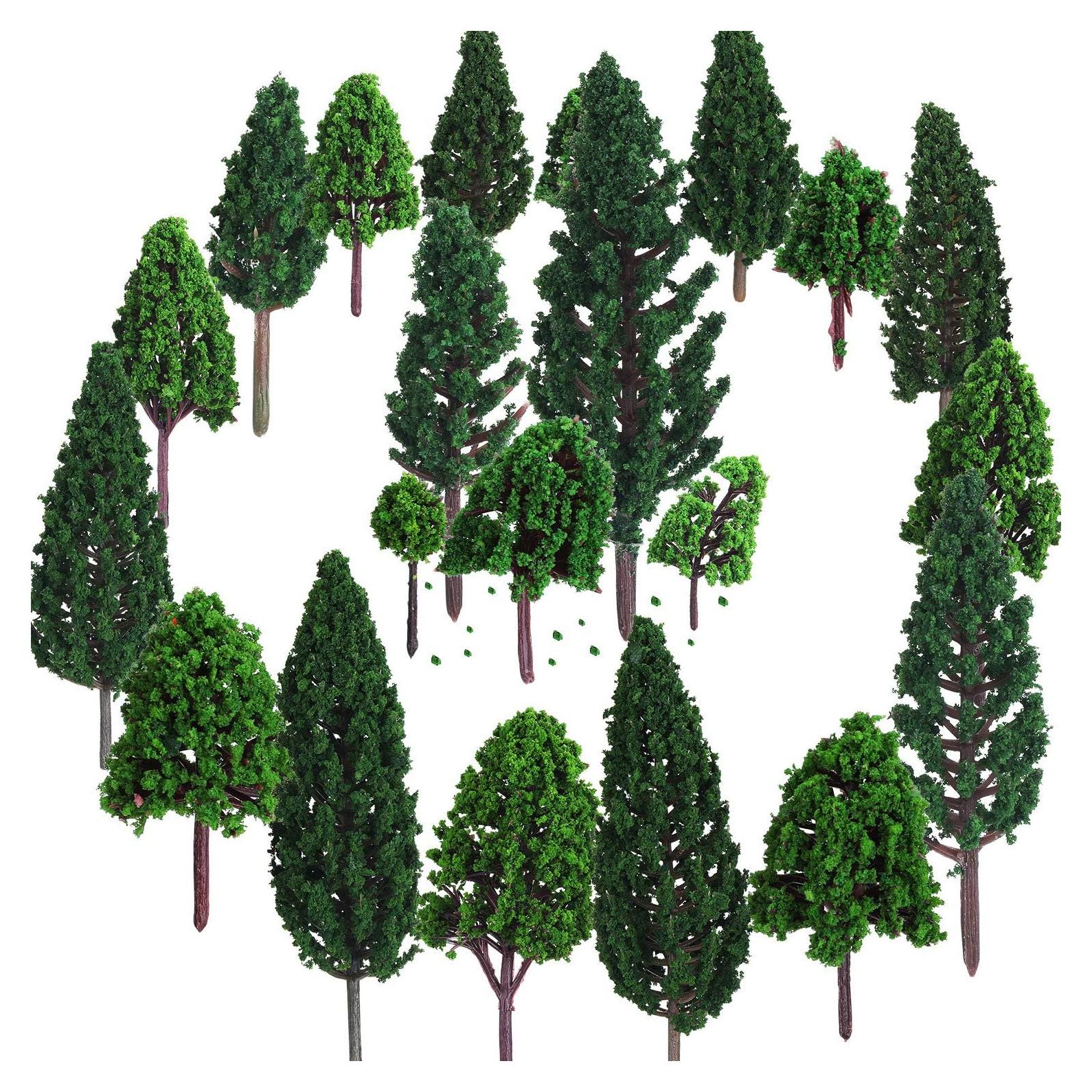 Bememo 22 Piezas Árboles Miniatura 3 a 16 cm Verde Natural