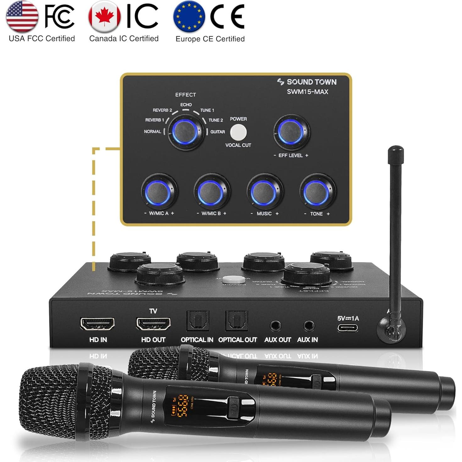 Mezclador Karaoke Inalámbrico Sound Town SWM15-MAX 16 Canales