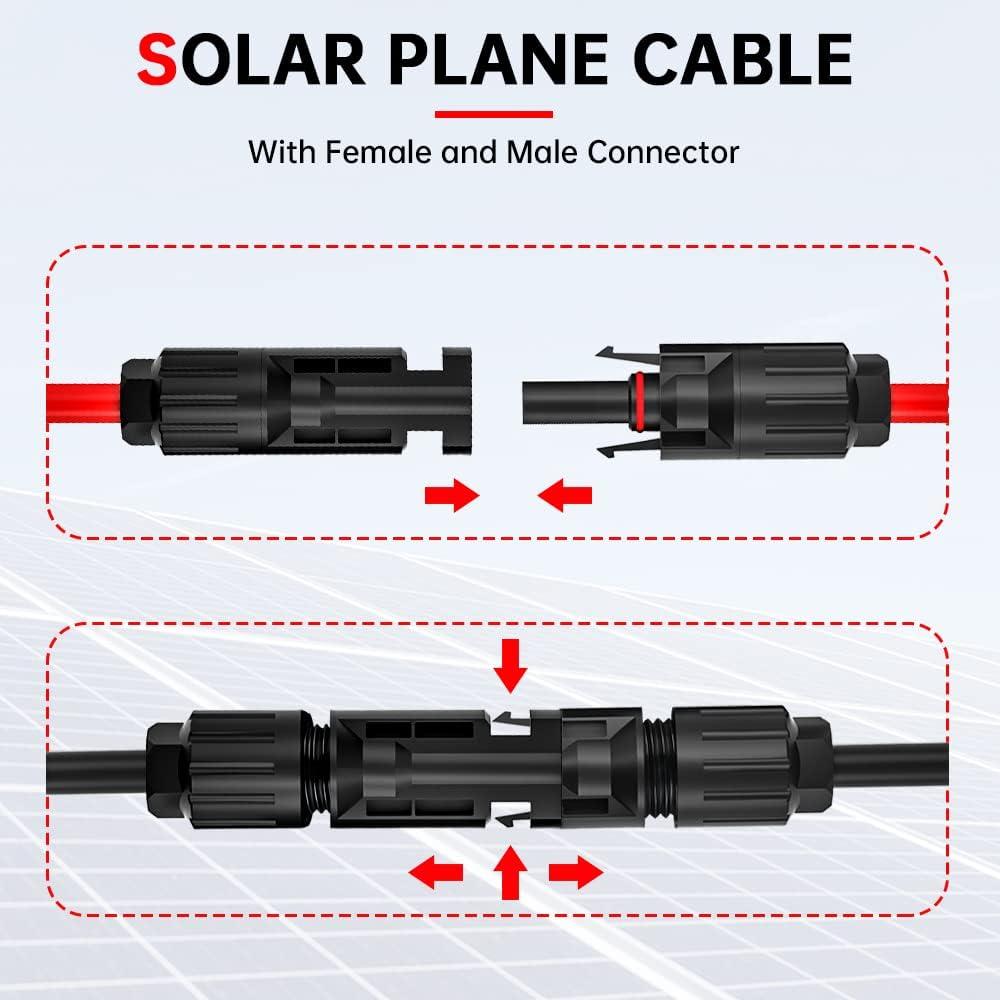 Cable Conector Solar Electop 10AWG 0.25m Macho y Hembra