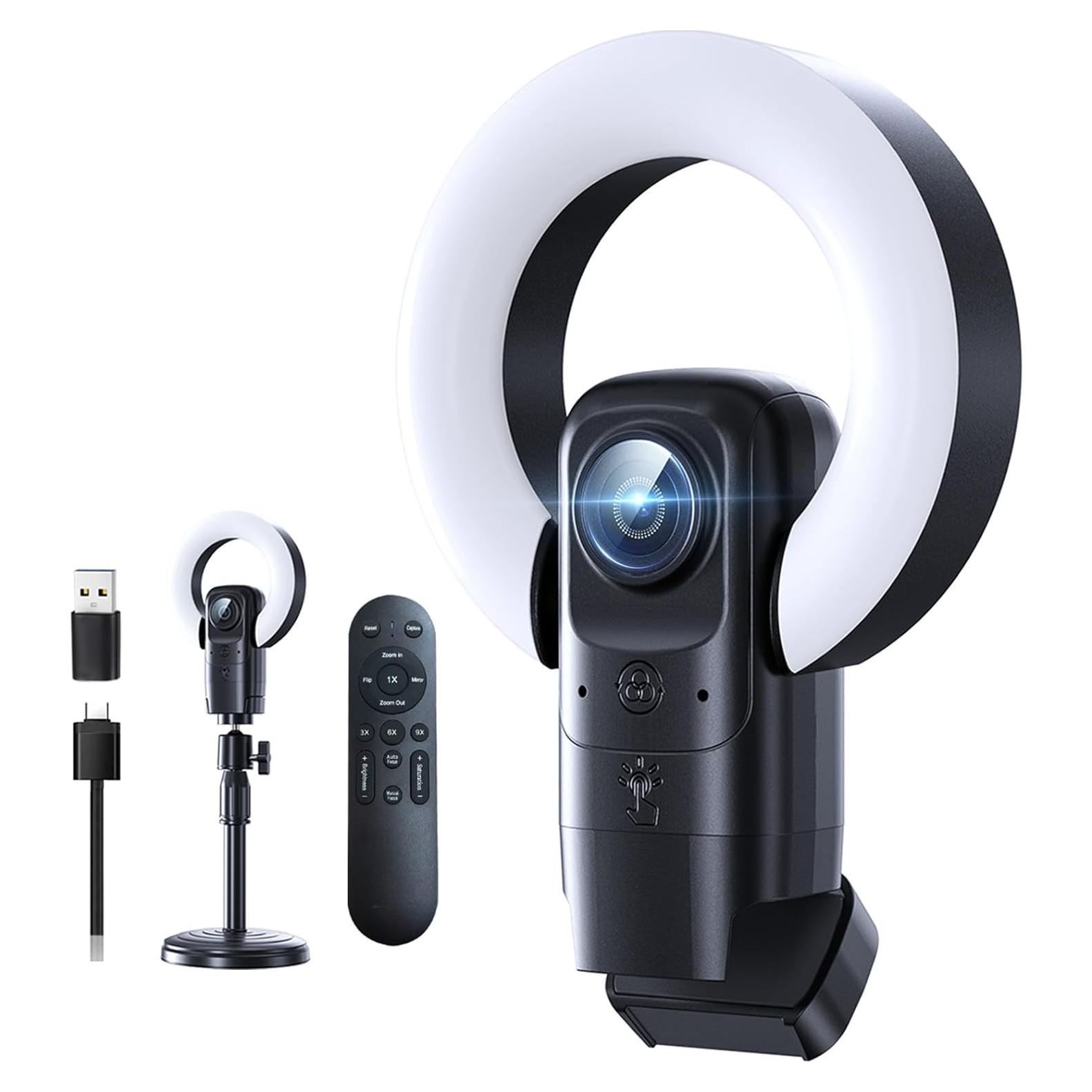 Cámara Web 4K Combess GAOQING 123 con Luz Ajustable