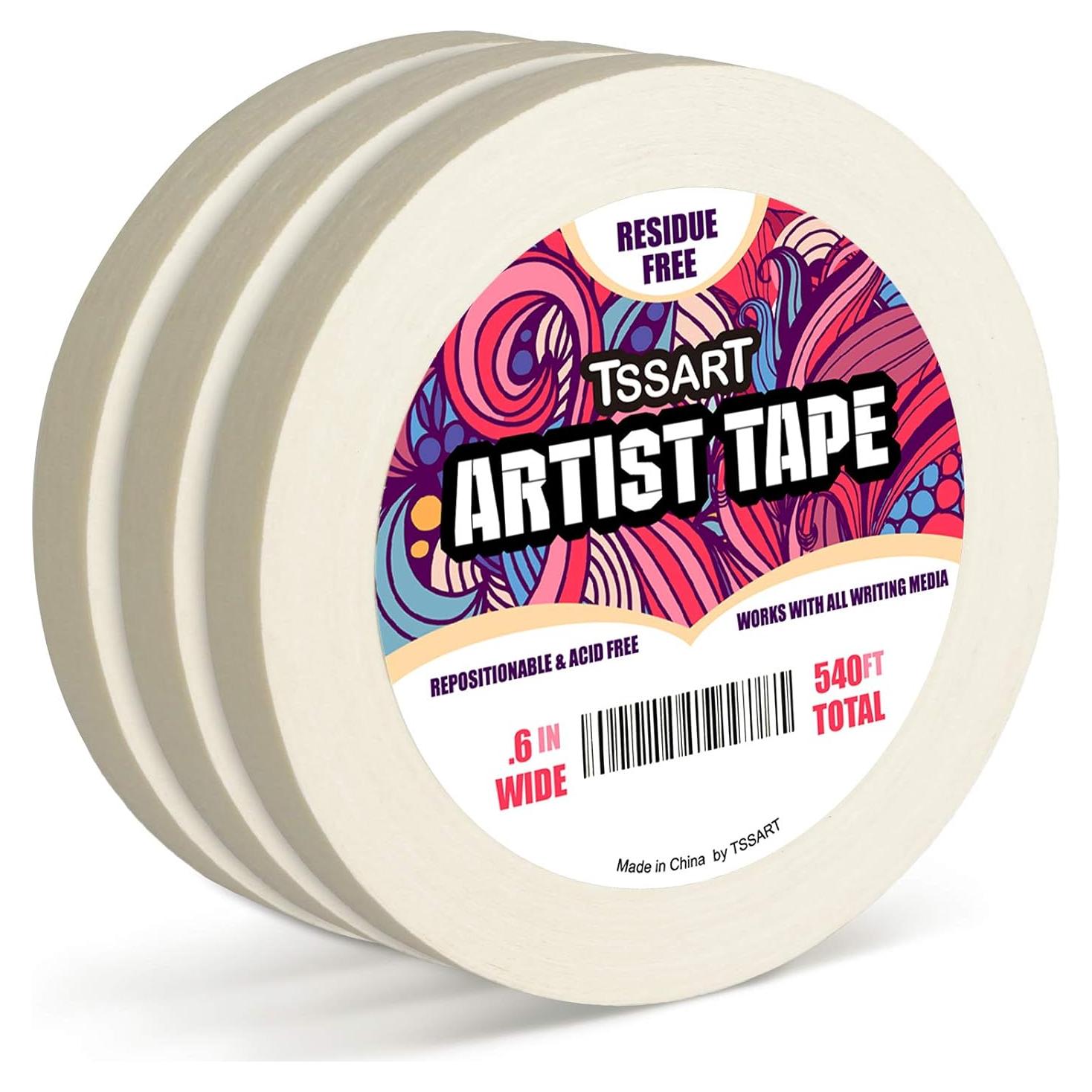 Paquete de 3 Cintas de Artista TSSART 1.52 cm Ancho 54.86 m
