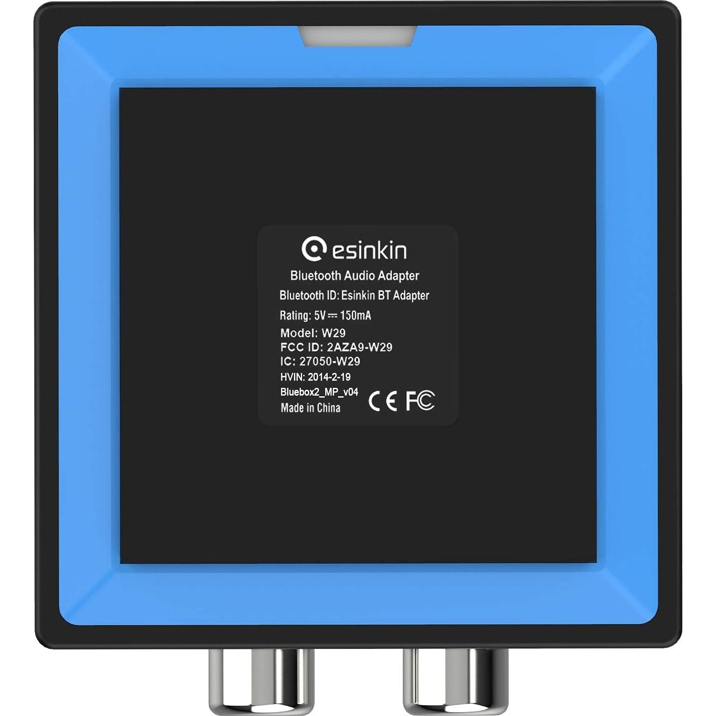 Bluetooth Audio Adapter for Music Streaming Sound System, Esinkin Wireless Audio Adapter Works with Smartphones and Tablets, Bluetooth Receiver for Home Stereo