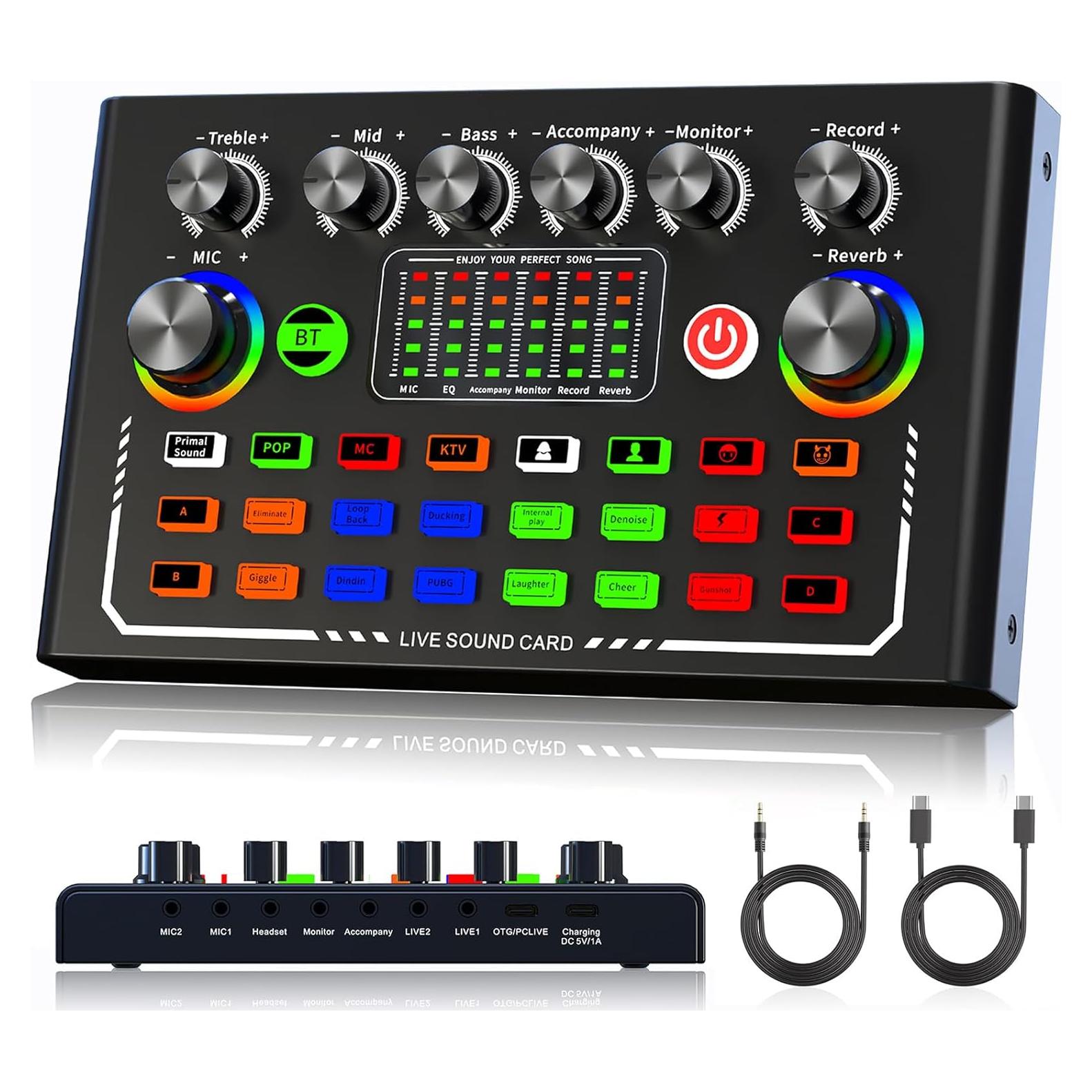 Facmogu F009 Mezclador de Audio Bluetooth para Podcast