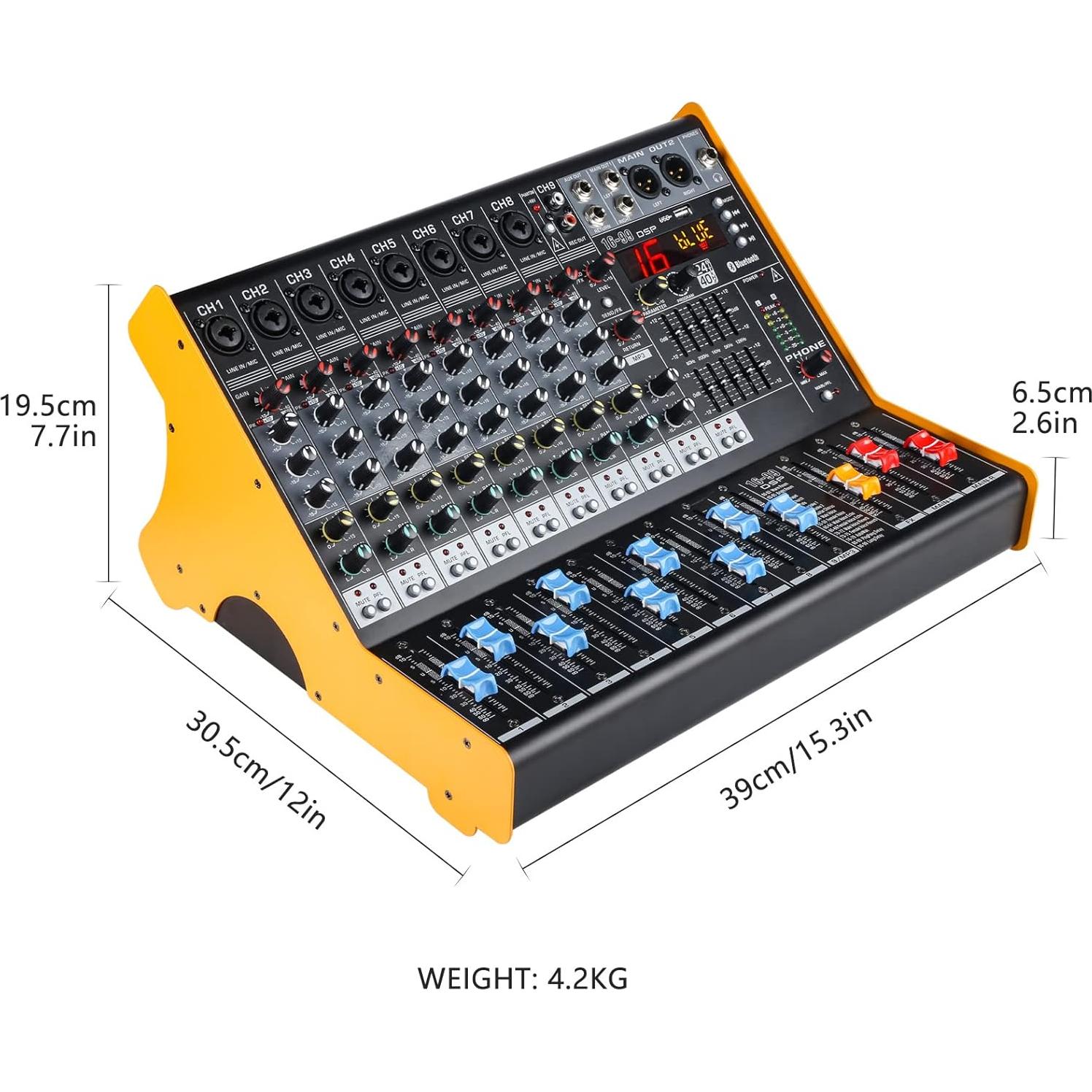 Mezclador de Audio 9 Canales 99 Efectos Bluetooth USB