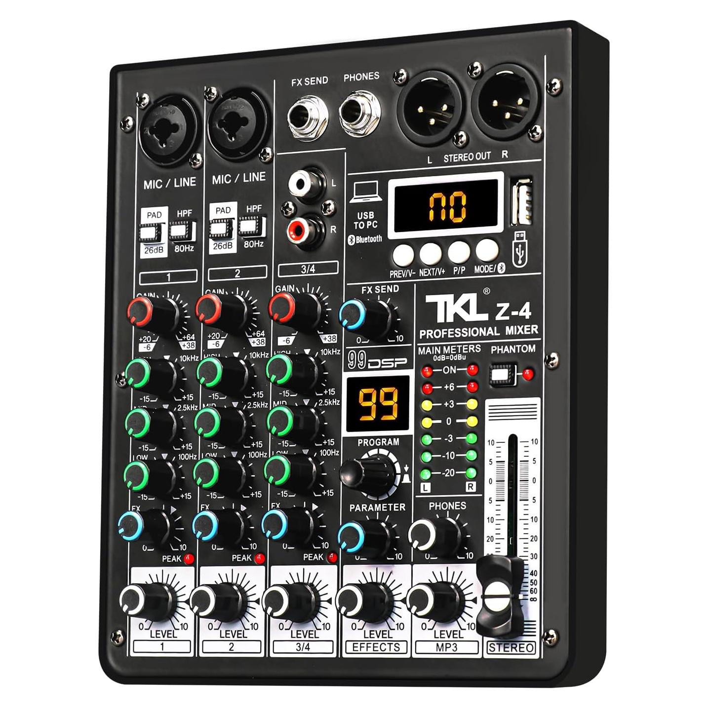 Mezclador de Audio Z4 Profesional 4 Canales USB Bluetooth