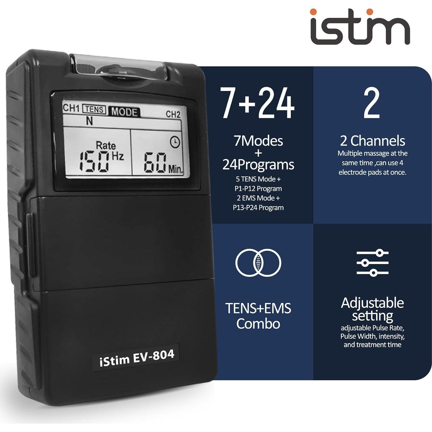 iSTIM EV-804 Estimulador TENS/EMS 2 Canales Alivio Dolor