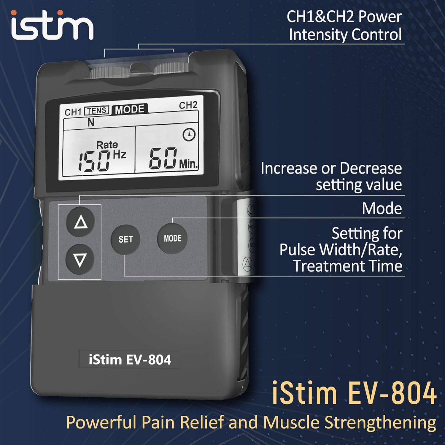 iSTIM EV-804 Estimulador TENS/EMS 2 Canales Alivio Dolor