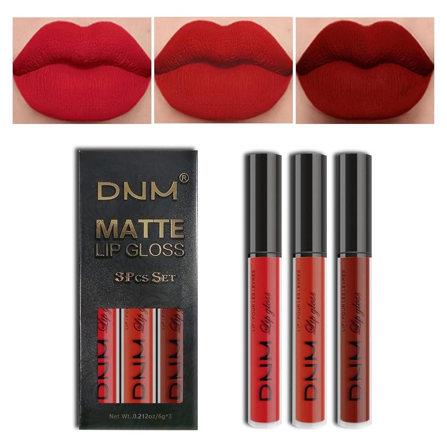 Conjunto de 3 Lápices Labiales Líquidos Mate Rojo Amy's Diary