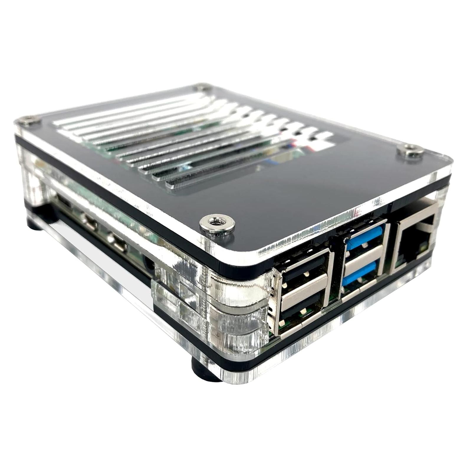 Estuche C4Labs Zebra PoE para Raspberry Pi 4B/3B+ - Hielo Negro