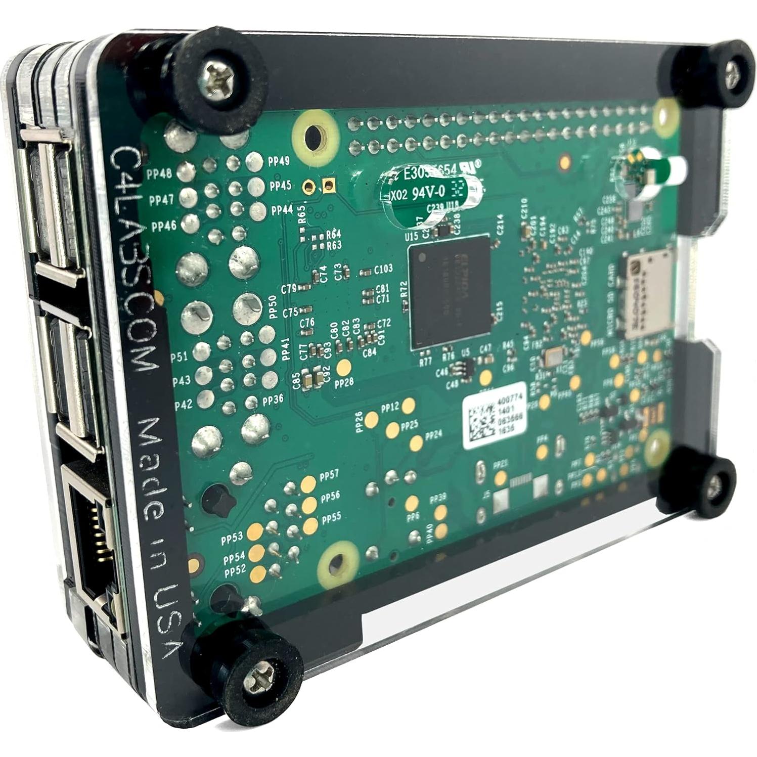Estuche C4Labs Zebra PoE para Raspberry Pi 4B/3B+ - Hielo Negro