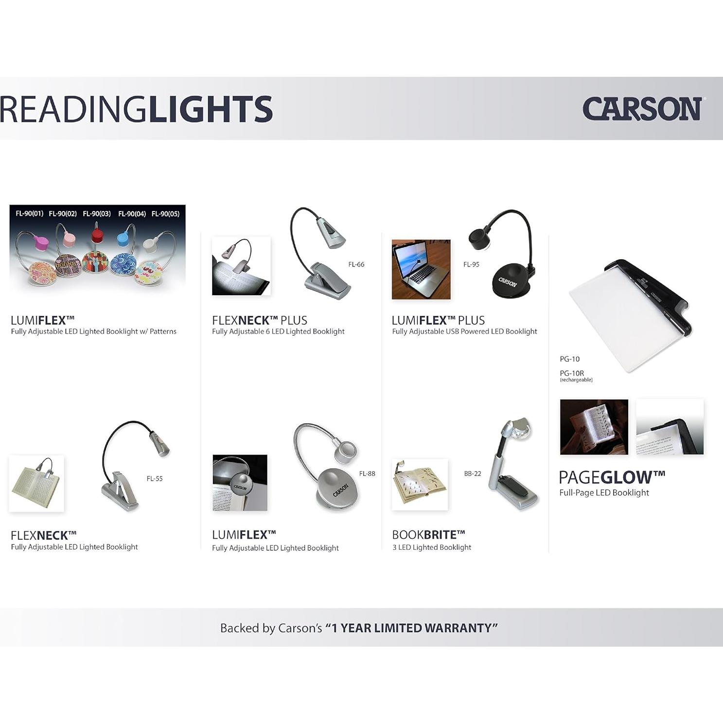 Luz de Lectura LED Carson FlexNeck Ajustable Plata FL-55